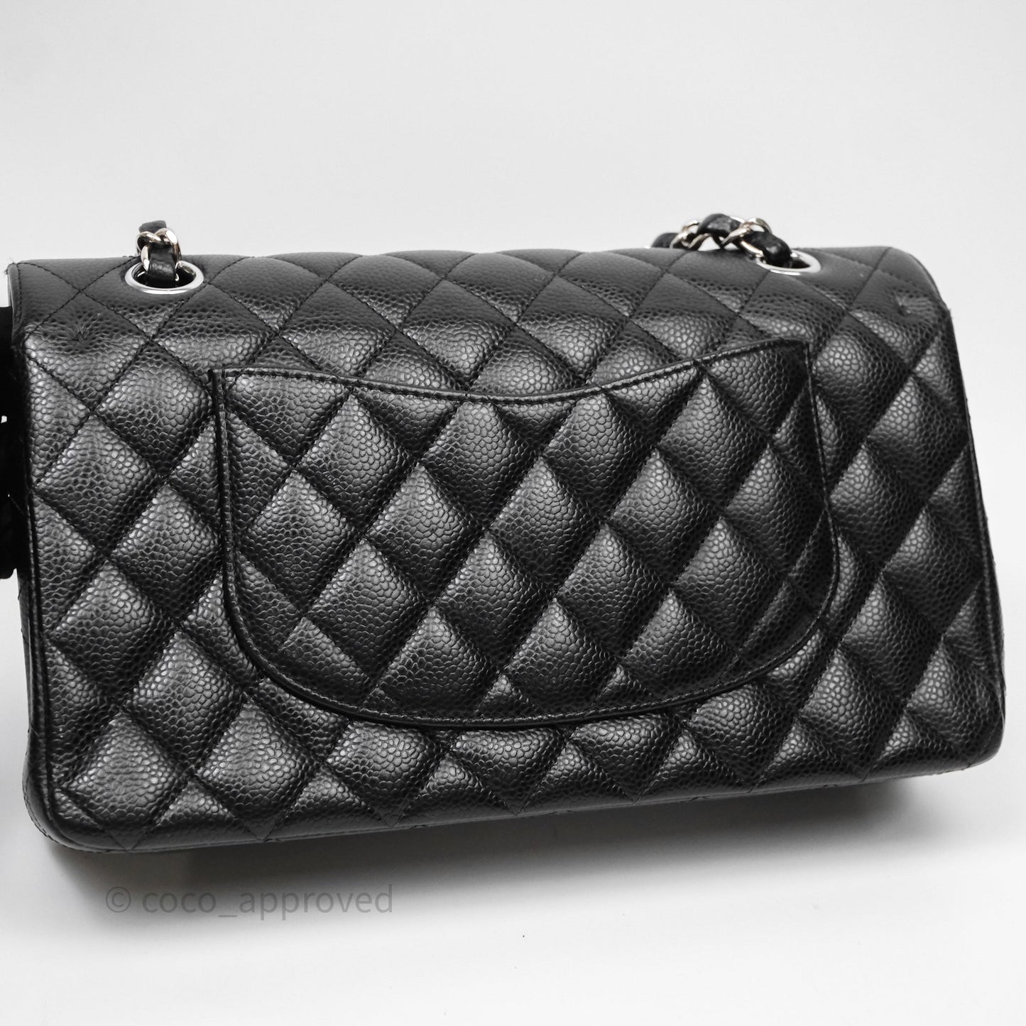 Chanel Classic M/L Medium Flap Quilted Black Caviar Silver Hardware