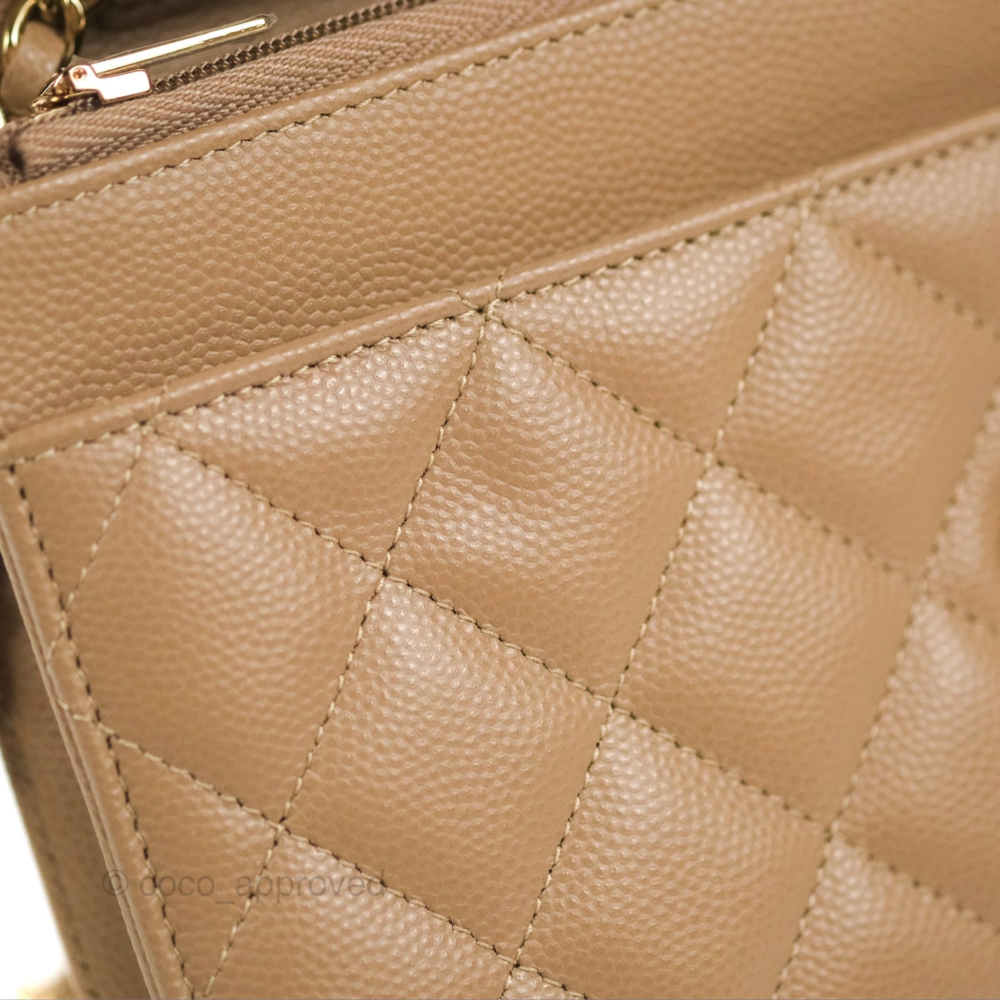 Chanel Quilted Classic Wallet on Chain WOC Dark Beige Caviar Gold Hardware