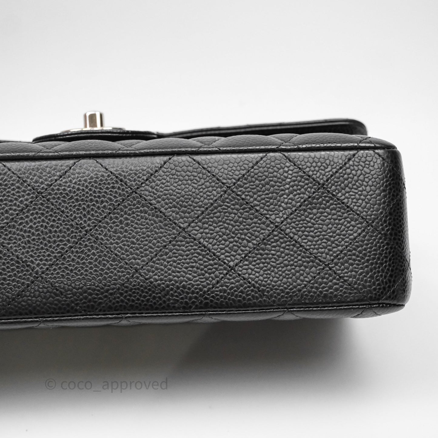 Chanel Classic M/L Medium Flap Quilted Black Caviar Silver Hardware