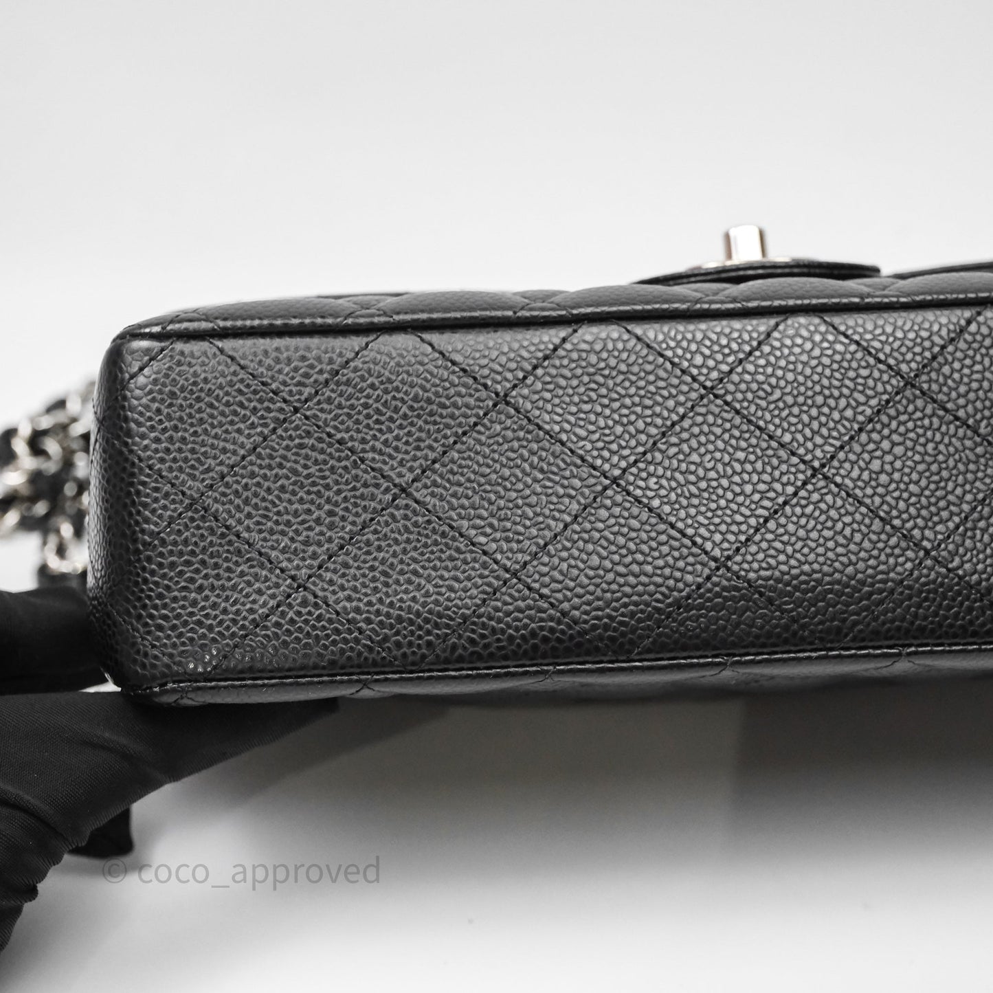 Chanel Classic M/L Medium Flap Quilted Black Caviar Silver Hardware