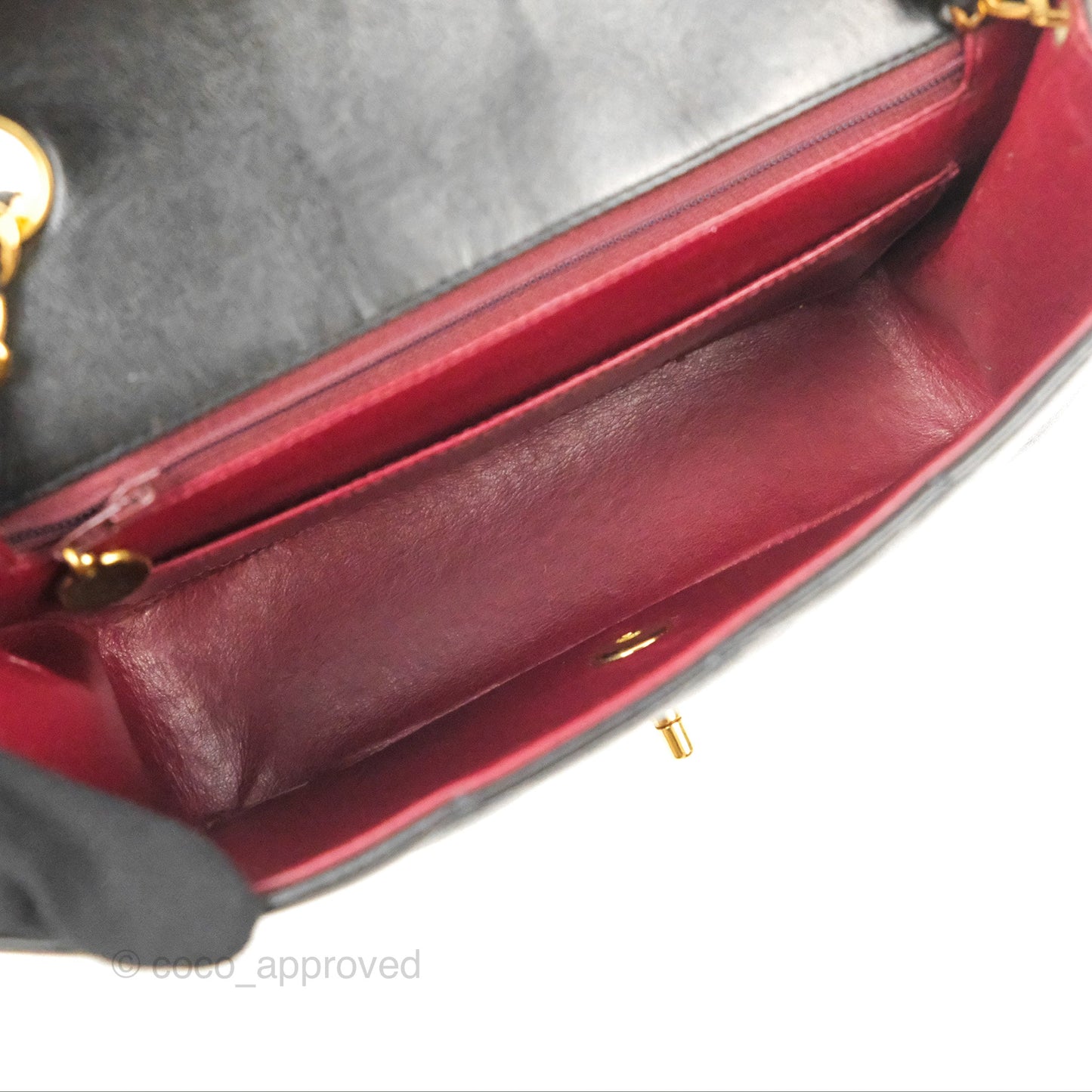 Chanel Vintage Small Quilted Classic Diana Flap Bag Black Lambskin 24K Gold Hardware