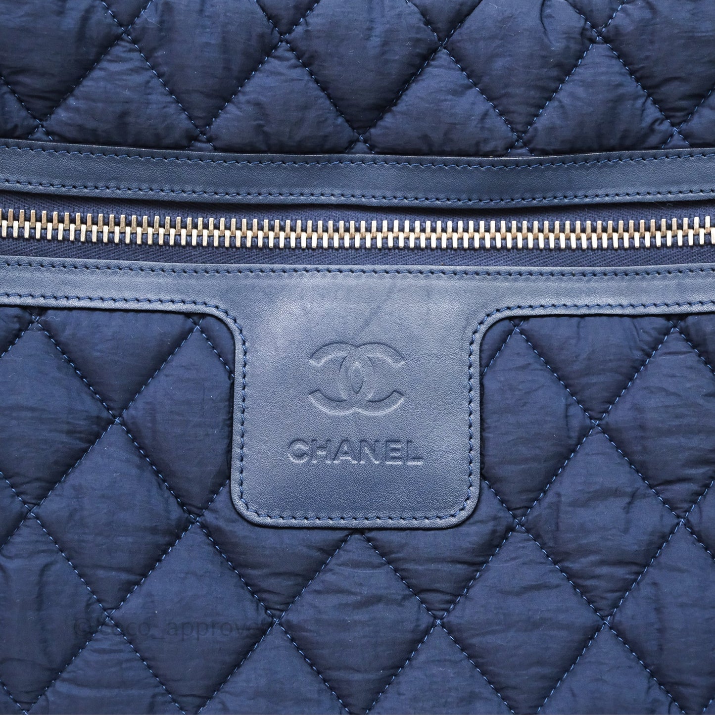 Chanel Coco Cocoon Tote Bag Navy Nylon Sliver Hardware