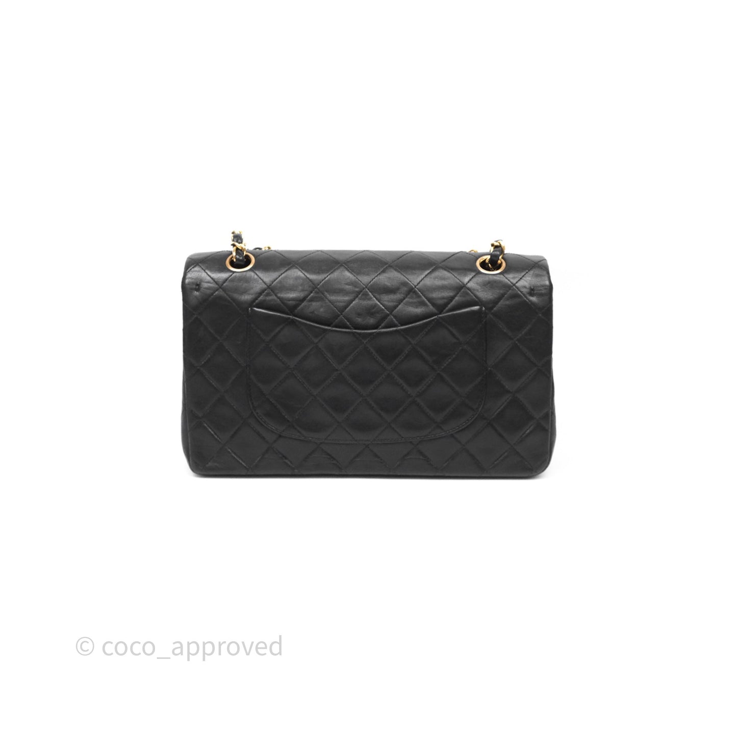 Chanel Classic Vintage Double Flap M/L Black Lambskin Gold Hardware