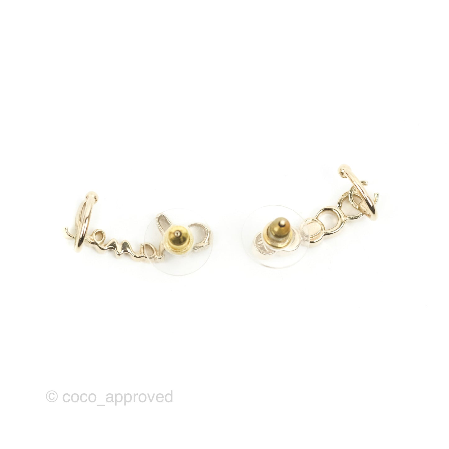 Chanel CC Coco Crystal Earrings Ear Clip Gold Tone 22P