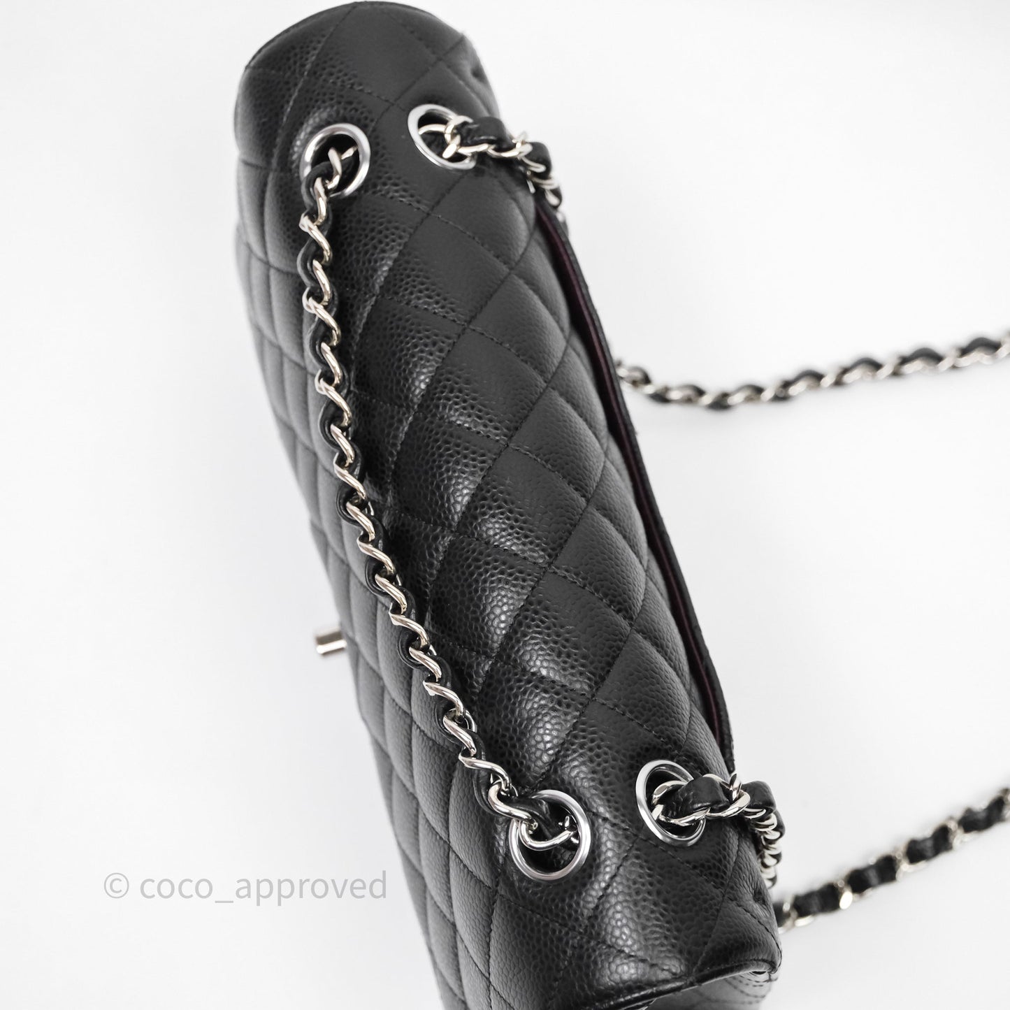 Chanel Classic M/L Medium Flap Quilted Black Caviar Silver Hardware