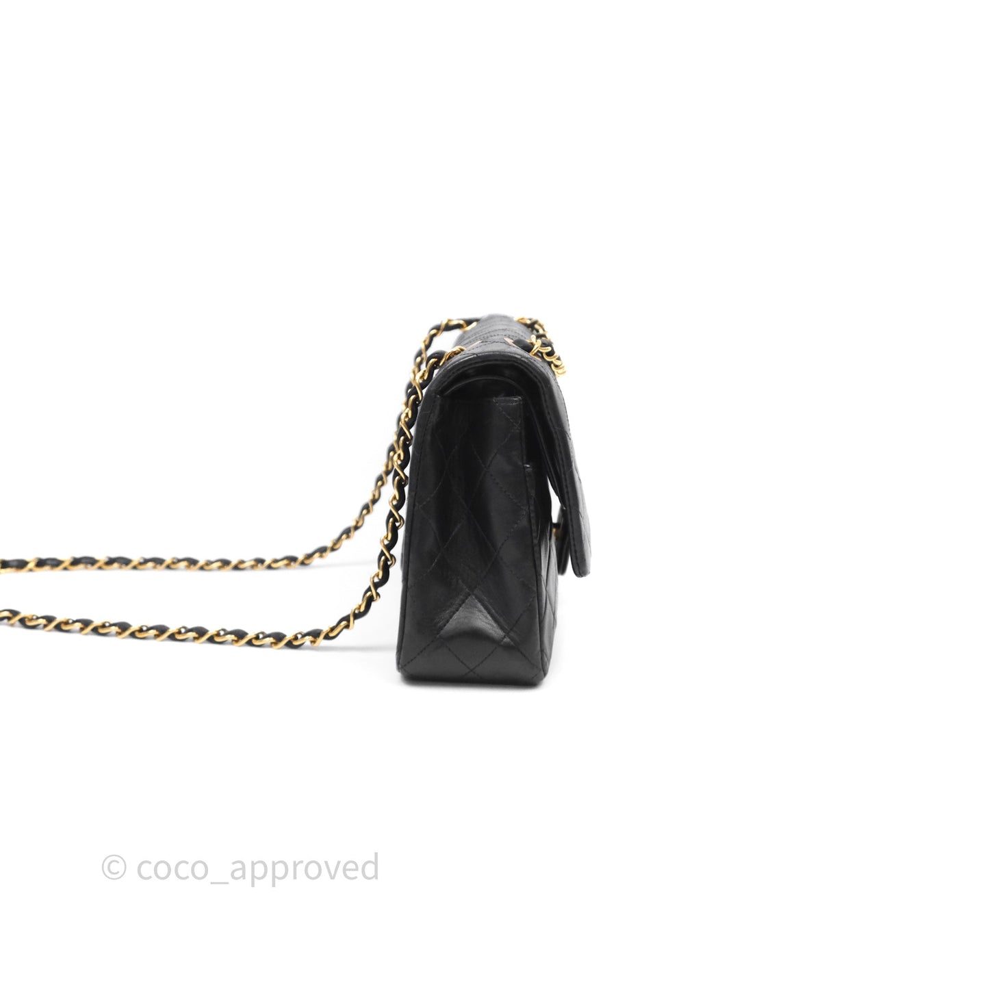 Chanel Classic Vintage Double Flap M/L Black Lambskin Gold Hardware