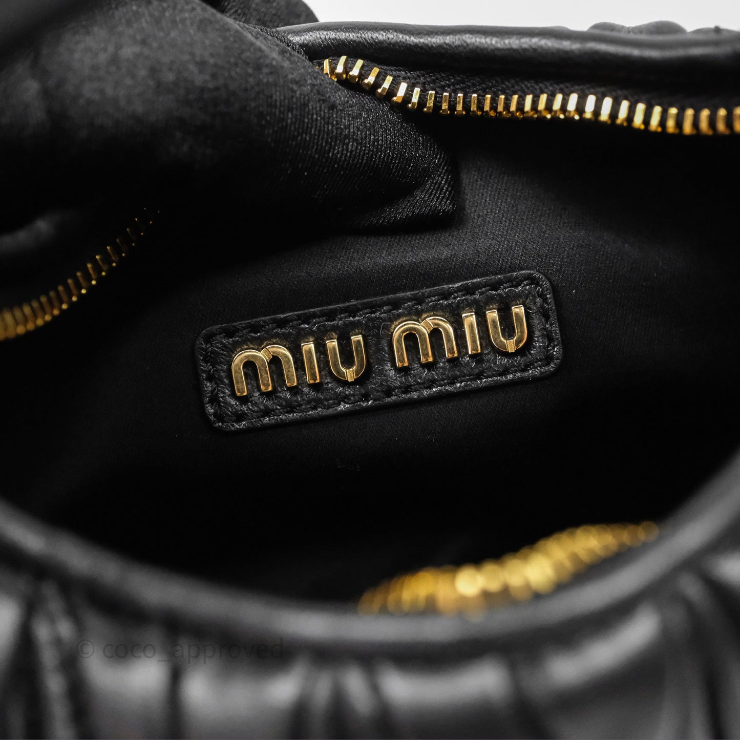 Miu Miu Wander Matelassé Nappa Leather Hobo Mini Bag Black