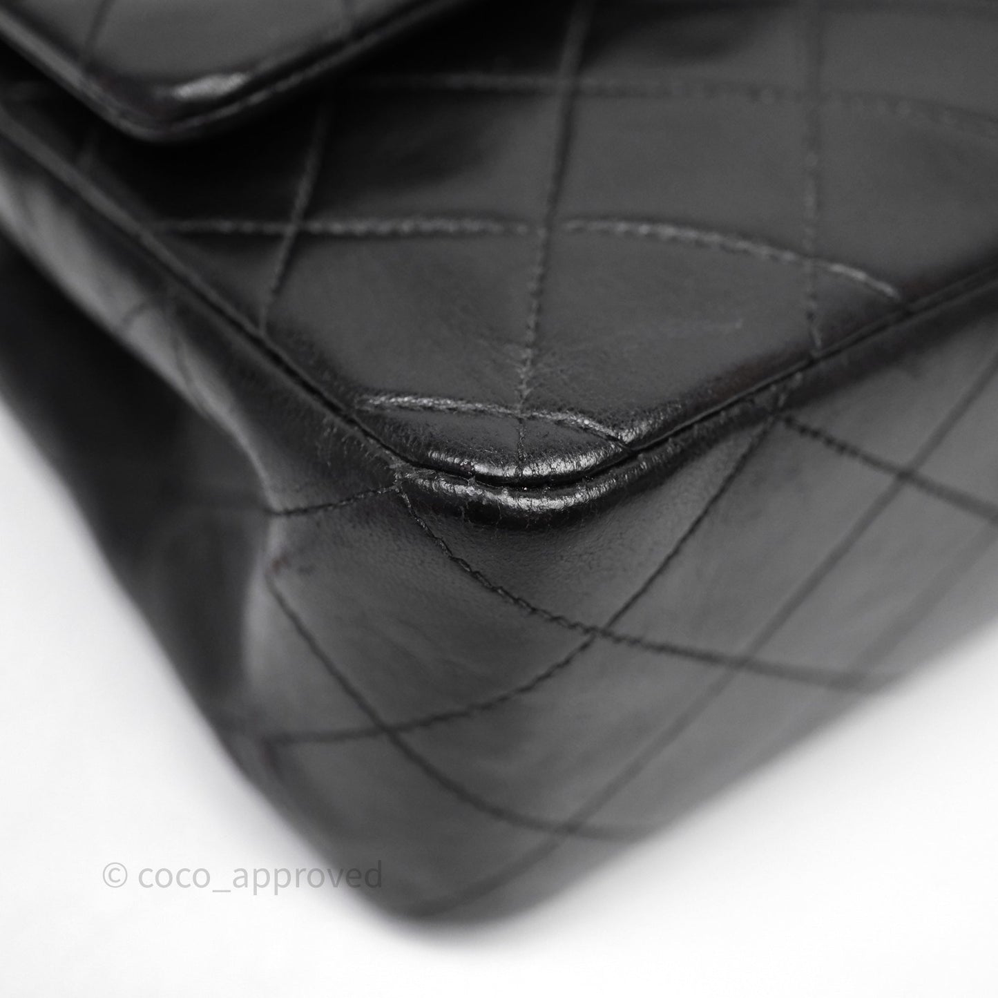Chanel Classic Vintage Double Flap M/L Black Lambskin Gold Hardware