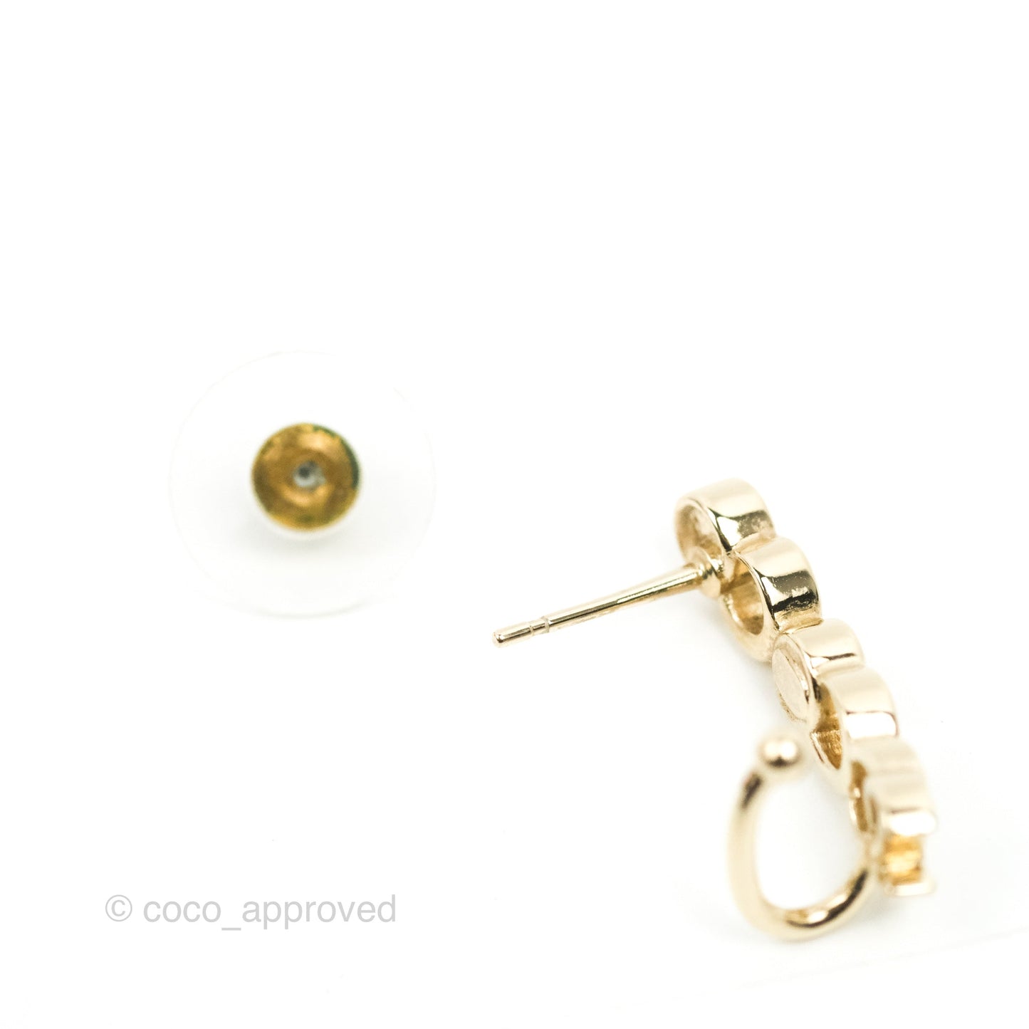 Chanel CC Coco Crystal Earrings Ear Clip Gold Tone 22P