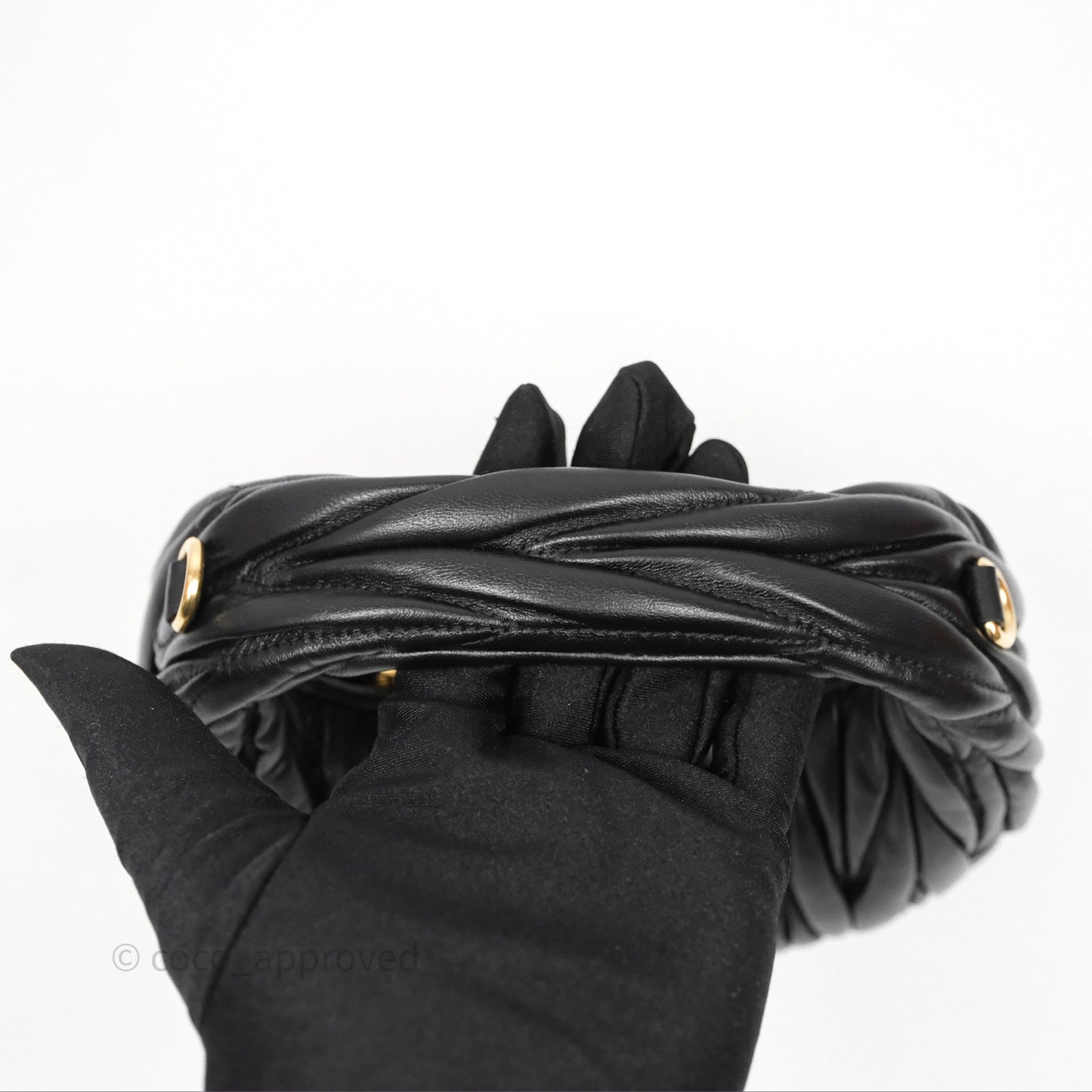 Miu Miu Wander Matelassé Nappa Leather Hobo Mini Bag Black