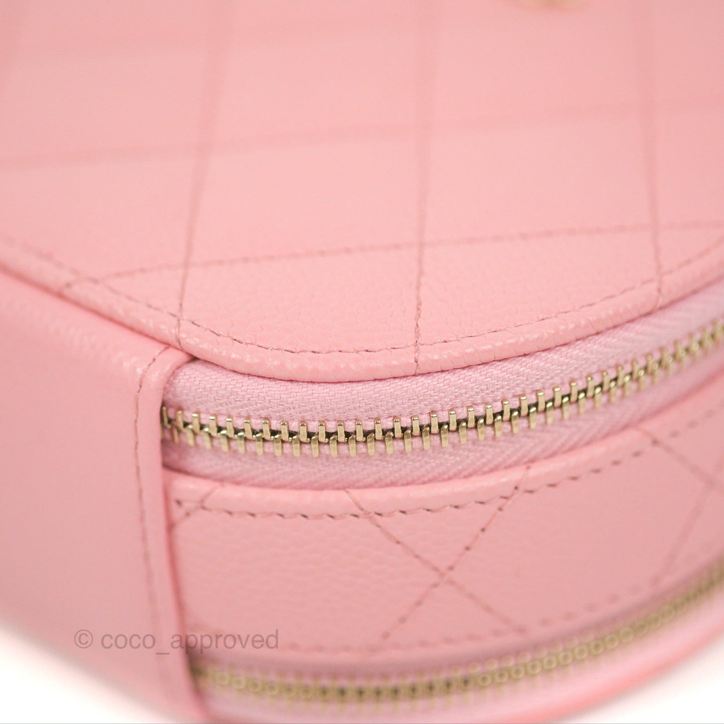 Chanel Mini Round Vanity Bag Handle With Care Pink Caviar 22C