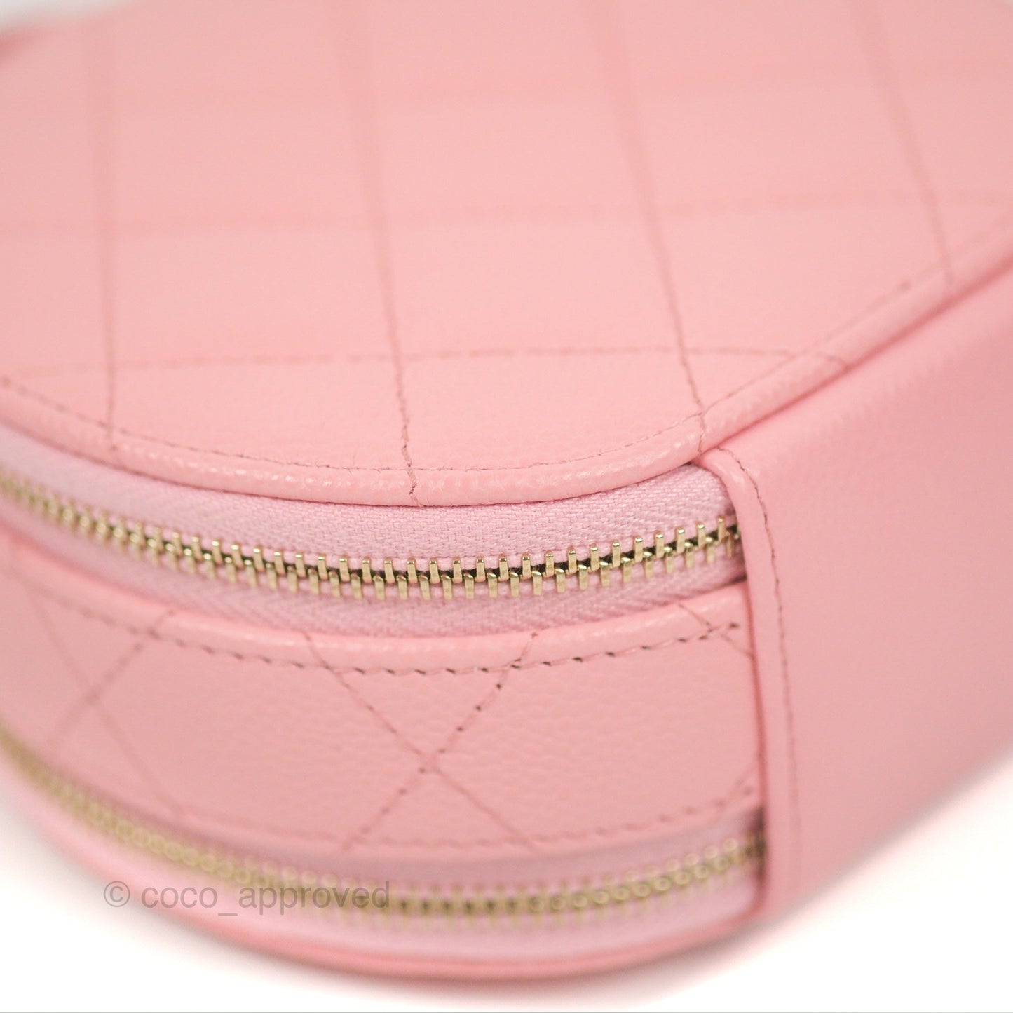 Chanel Mini Round Vanity Bag Handle With Care Pink Caviar 22C