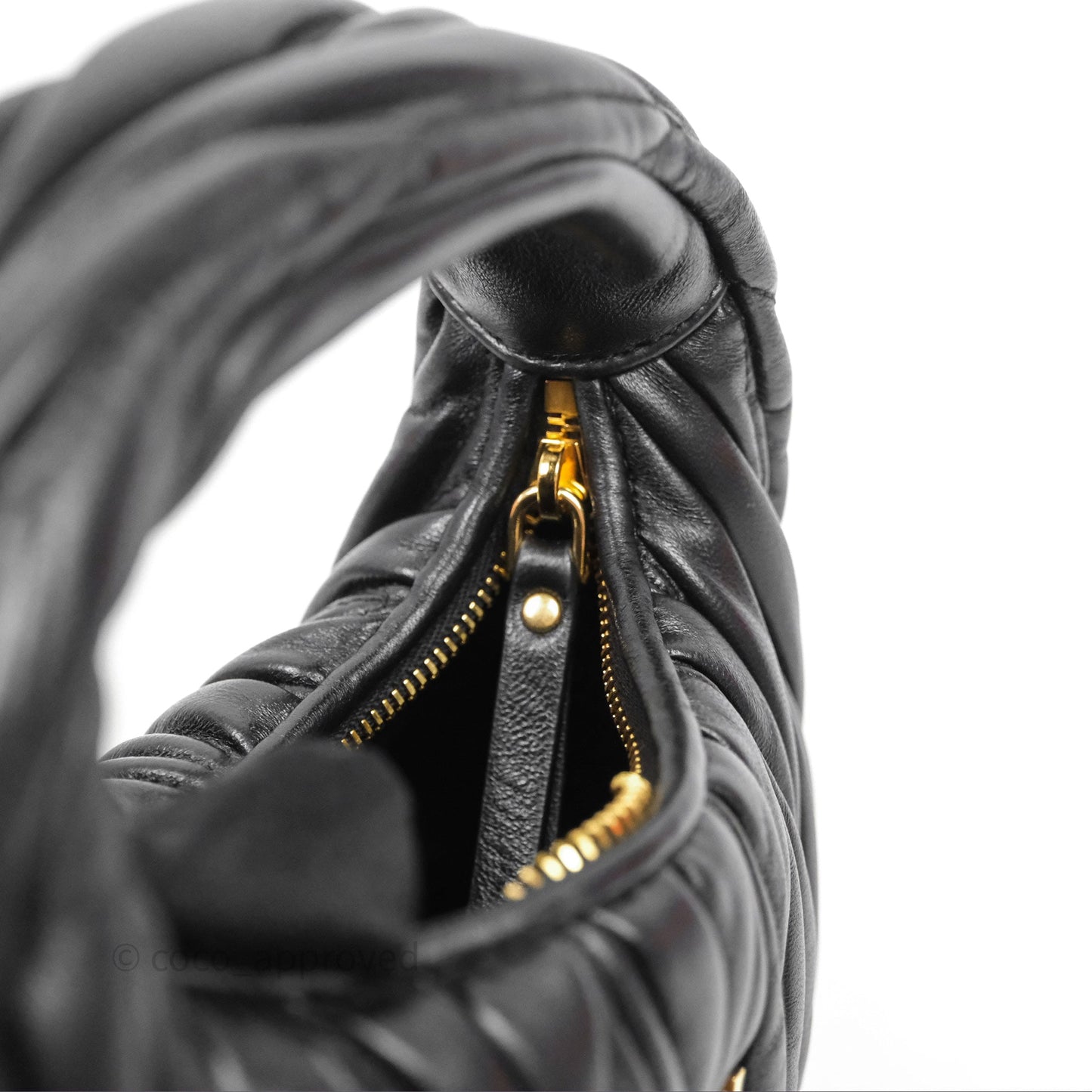 Miu Miu Wander Matelassé Nappa Leather Hobo Mini Bag Black