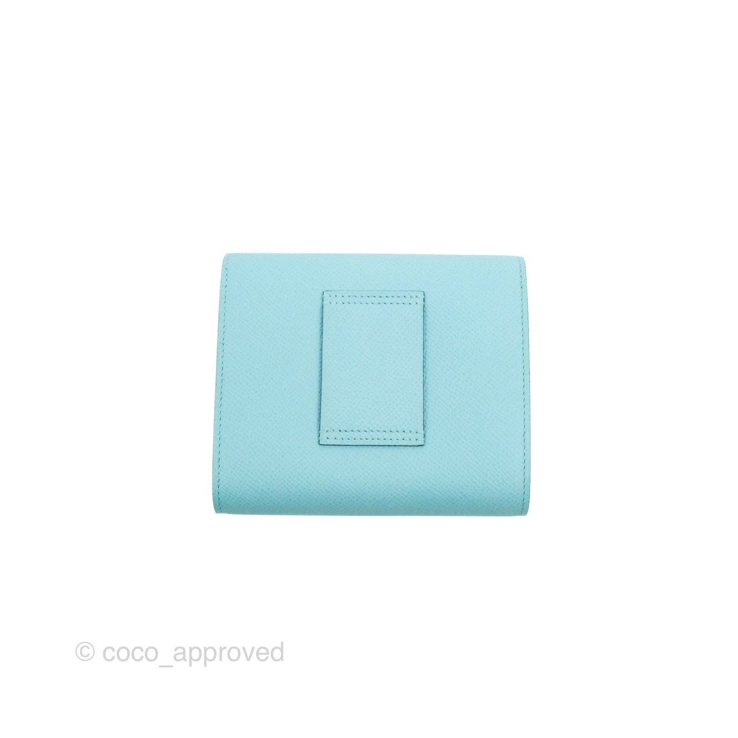 Hermes Constance Compact Passant Wallet Bleu Atoll Epsom Gold Hardware