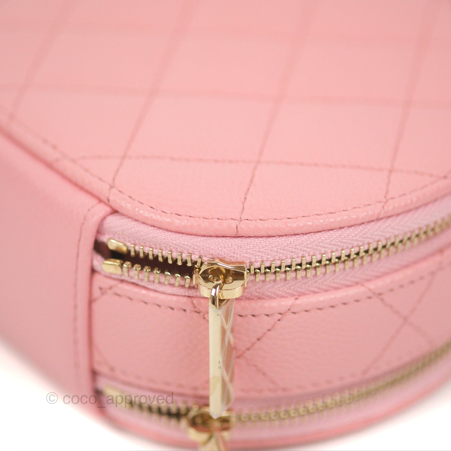 Chanel Mini Round Vanity Bag Handle With Care Pink Caviar 22C