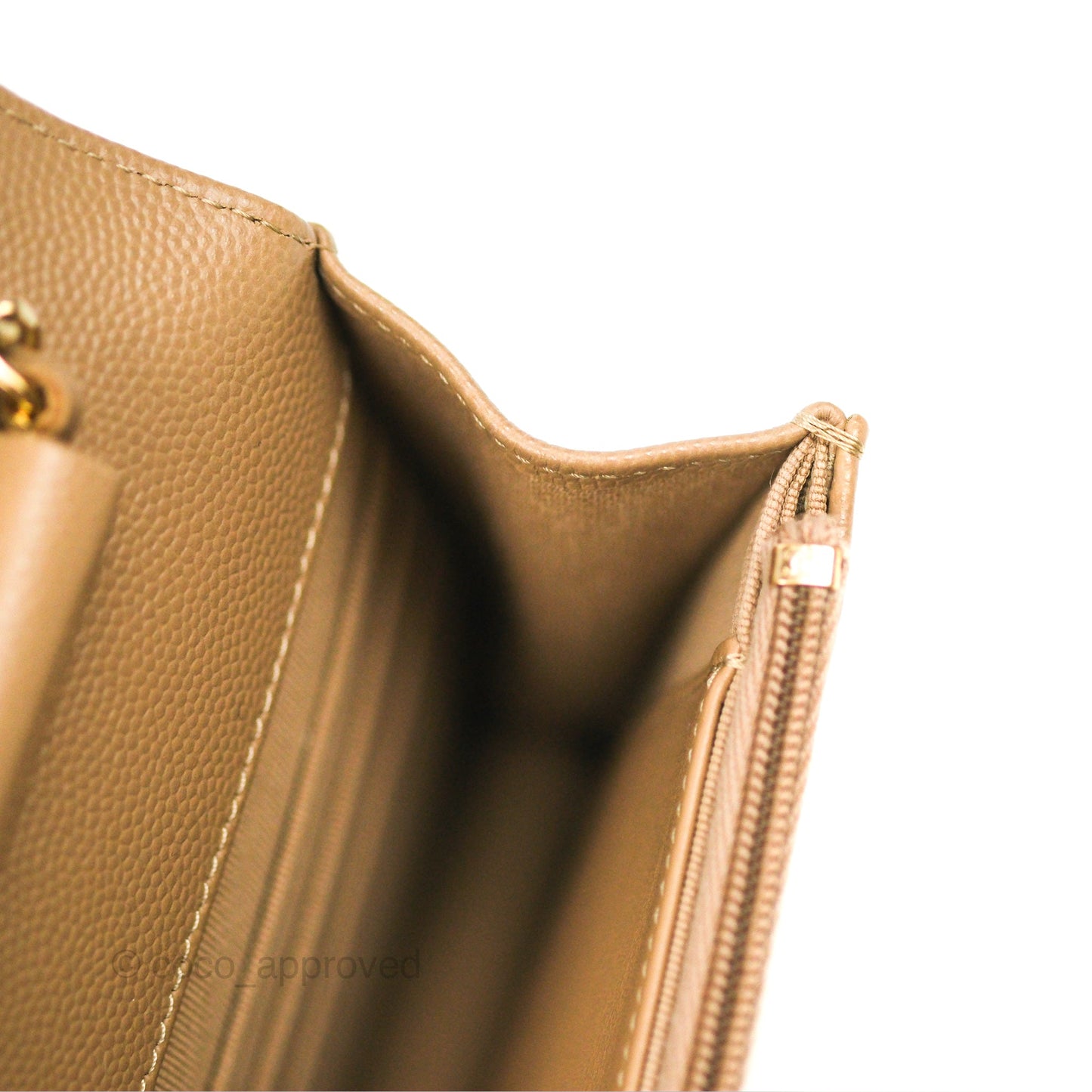 Chanel Quilted Classic Wallet on Chain WOC Dark Beige Caviar Gold Hardware