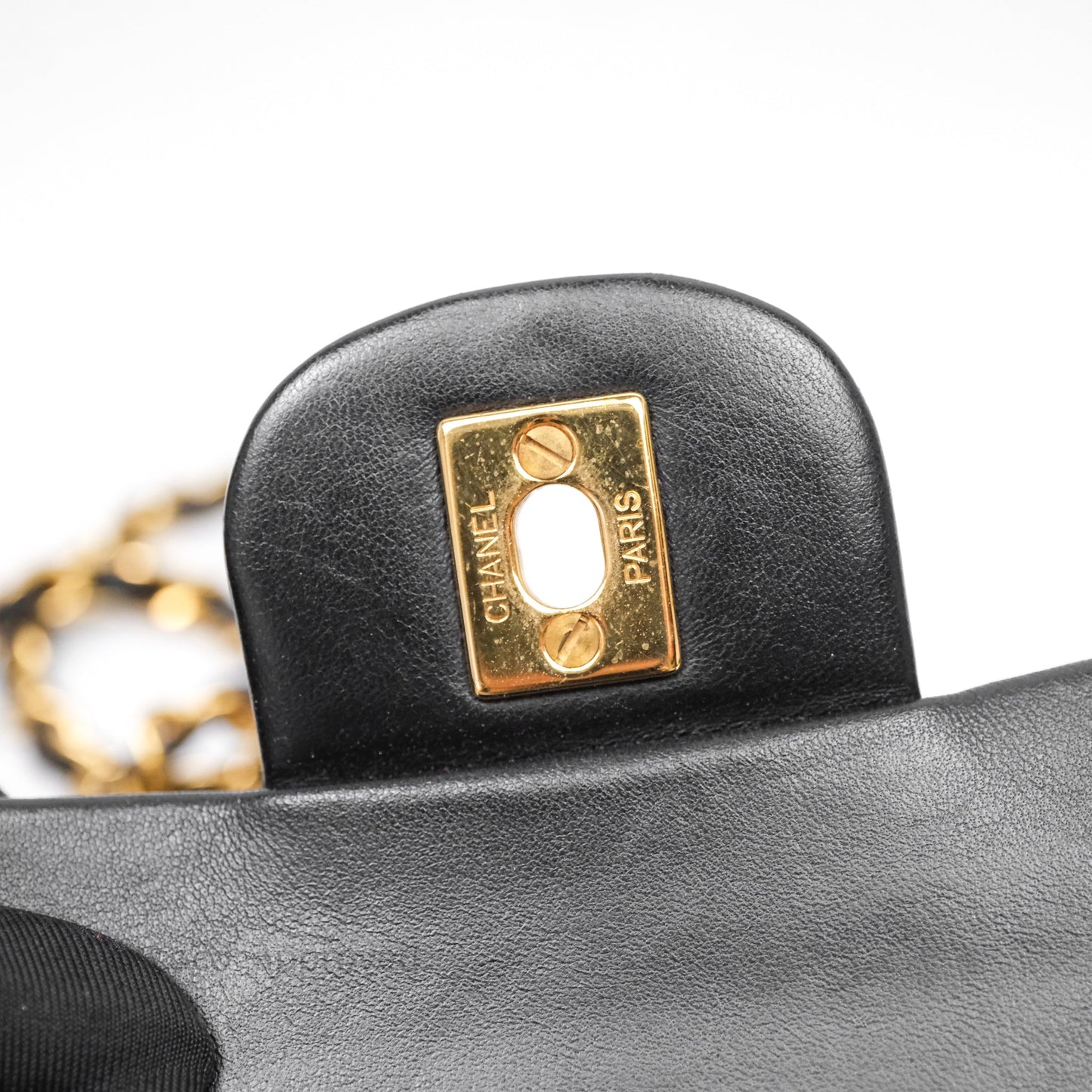 Chanel Classic Vintage Double Flap M/L Black Lambskin Gold Hardware