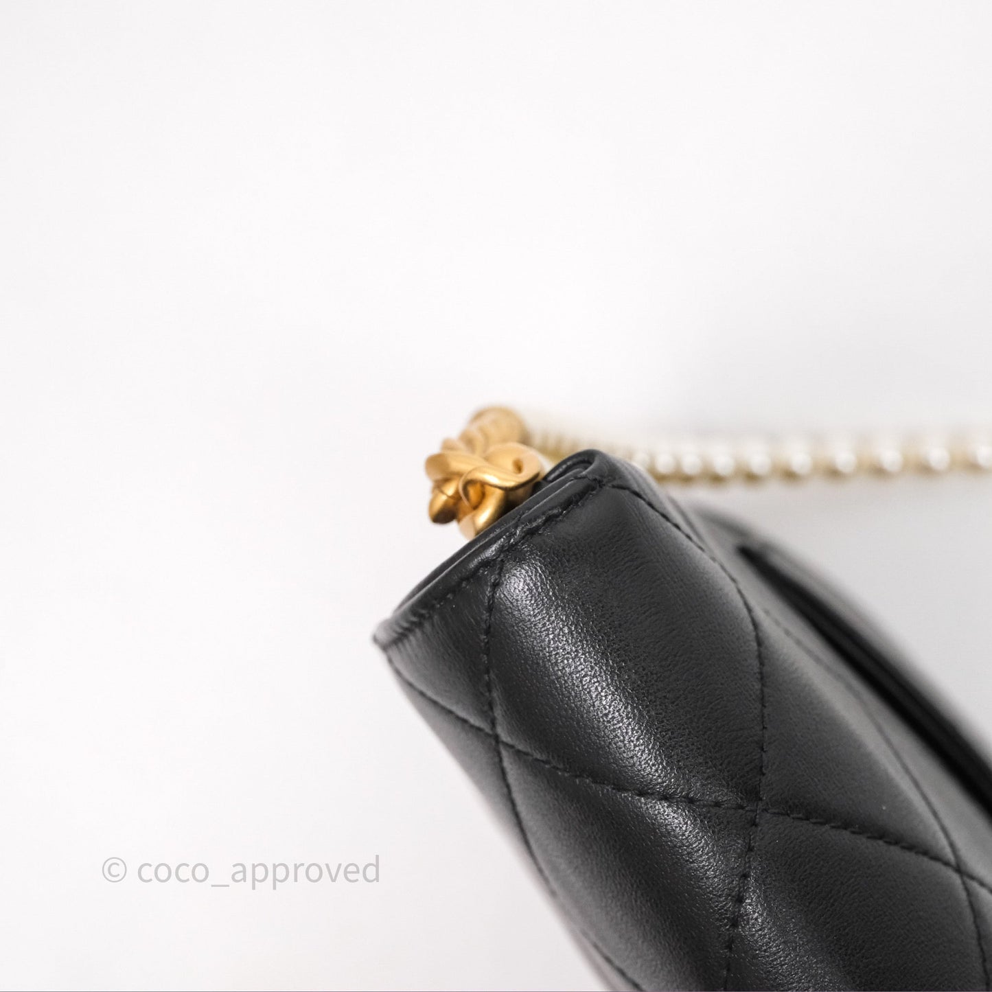 Chanel Small Pearl Hobo Bag Black Calfskin Aged Gold Hardware