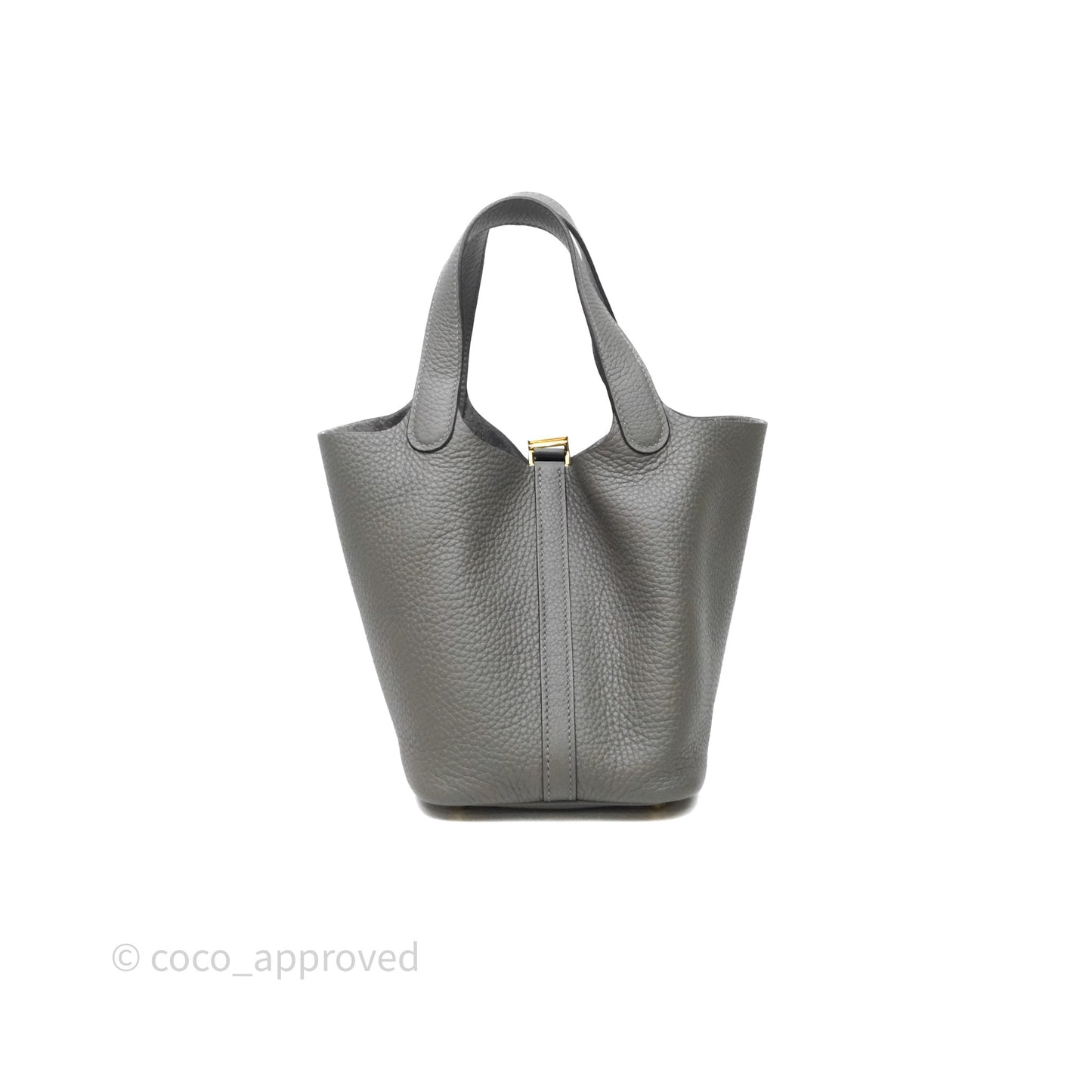 Hermès Picotin Lock 18 Gris Meyer 0L Clemence Gold Hardware