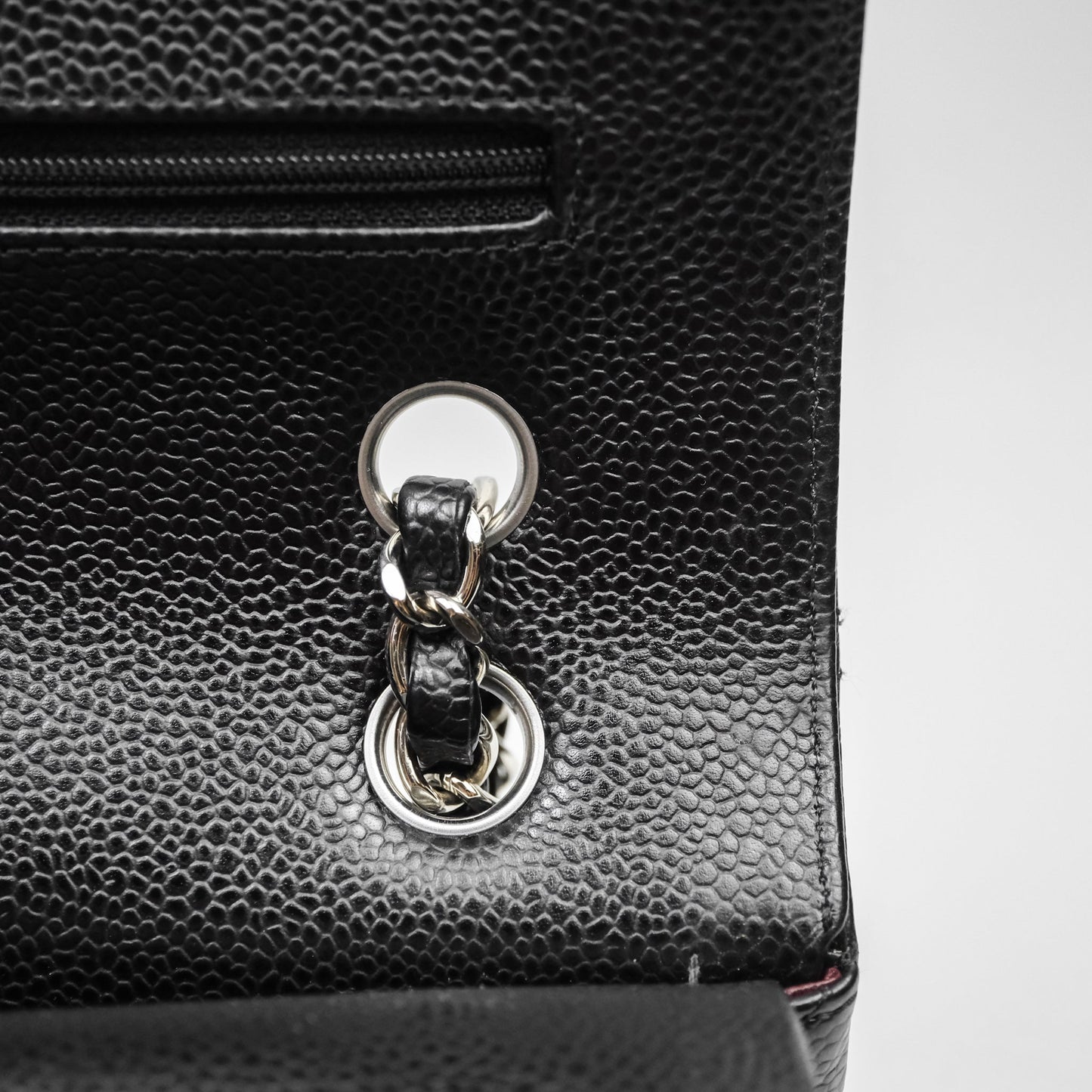 Chanel Classic M/L Medium Flap Quilted Black Caviar Silver Hardware