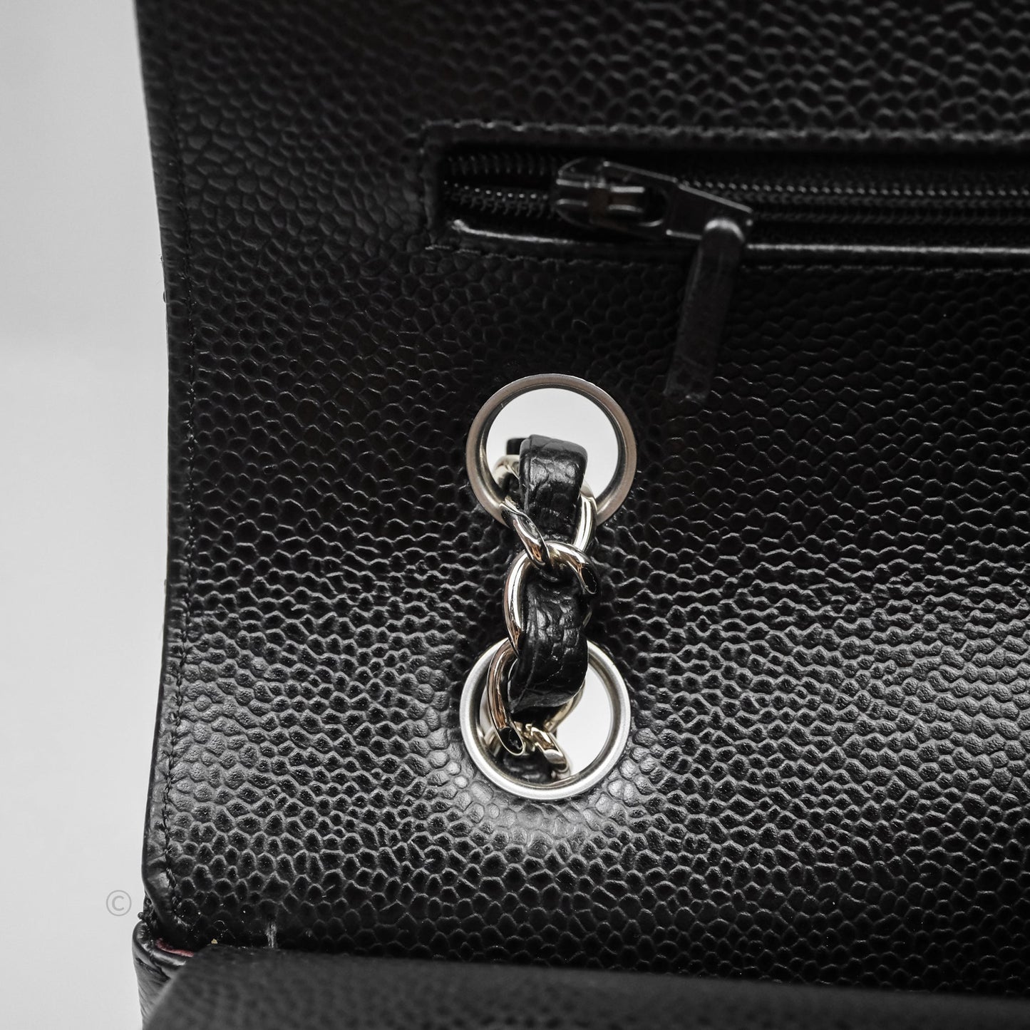 Chanel Classic M/L Medium Flap Quilted Black Caviar Silver Hardware