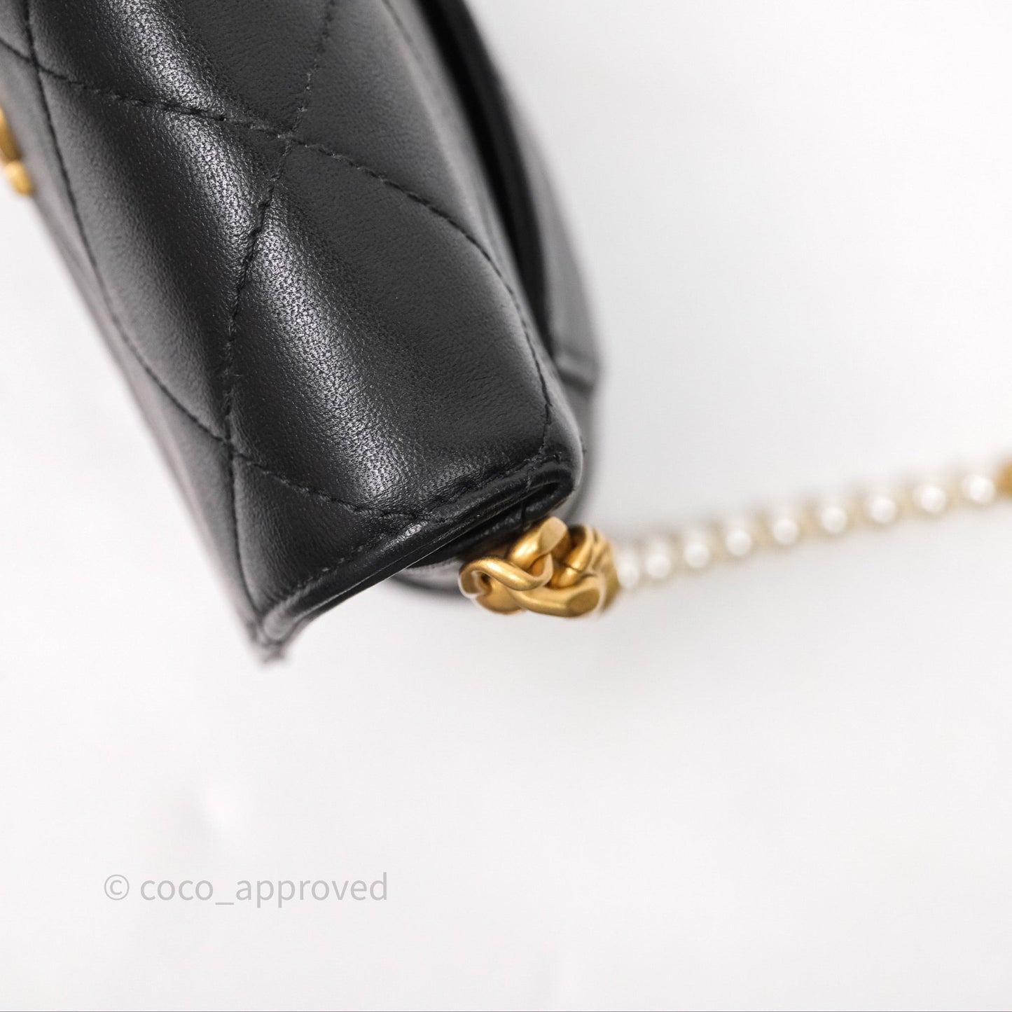 Chanel Small Pearl Hobo Bag Black Calfskin Aged Gold Hardware