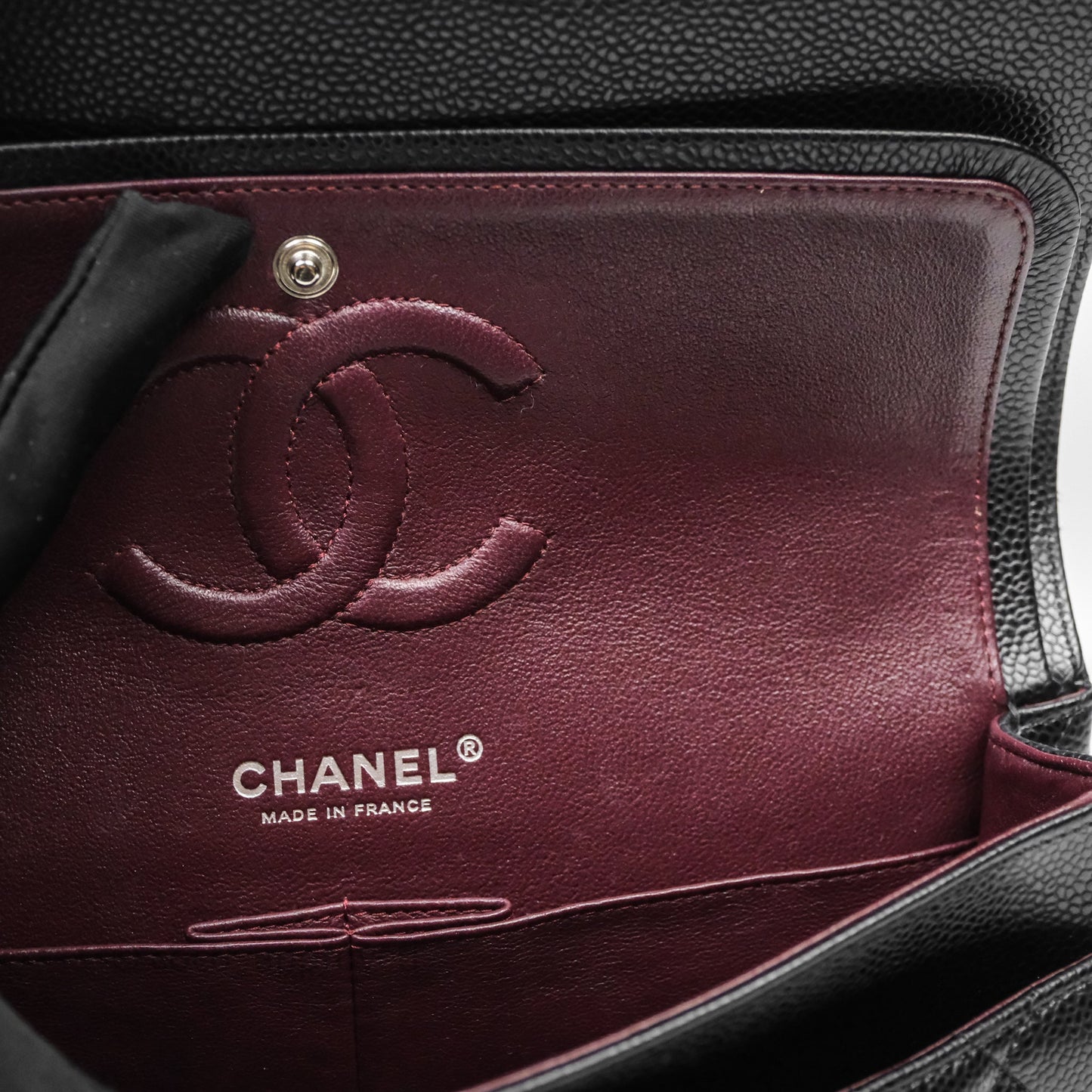 Chanel Classic M/L Medium Flap Quilted Black Caviar Silver Hardware