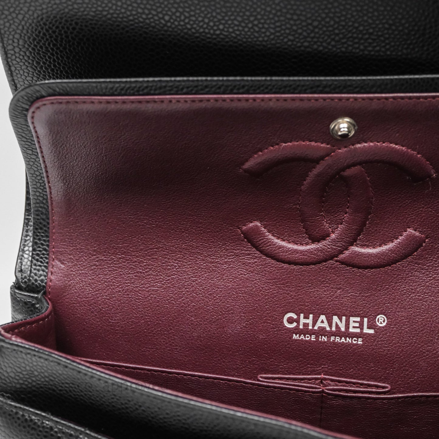 Chanel Classic M/L Medium Flap Quilted Black Caviar Silver Hardware