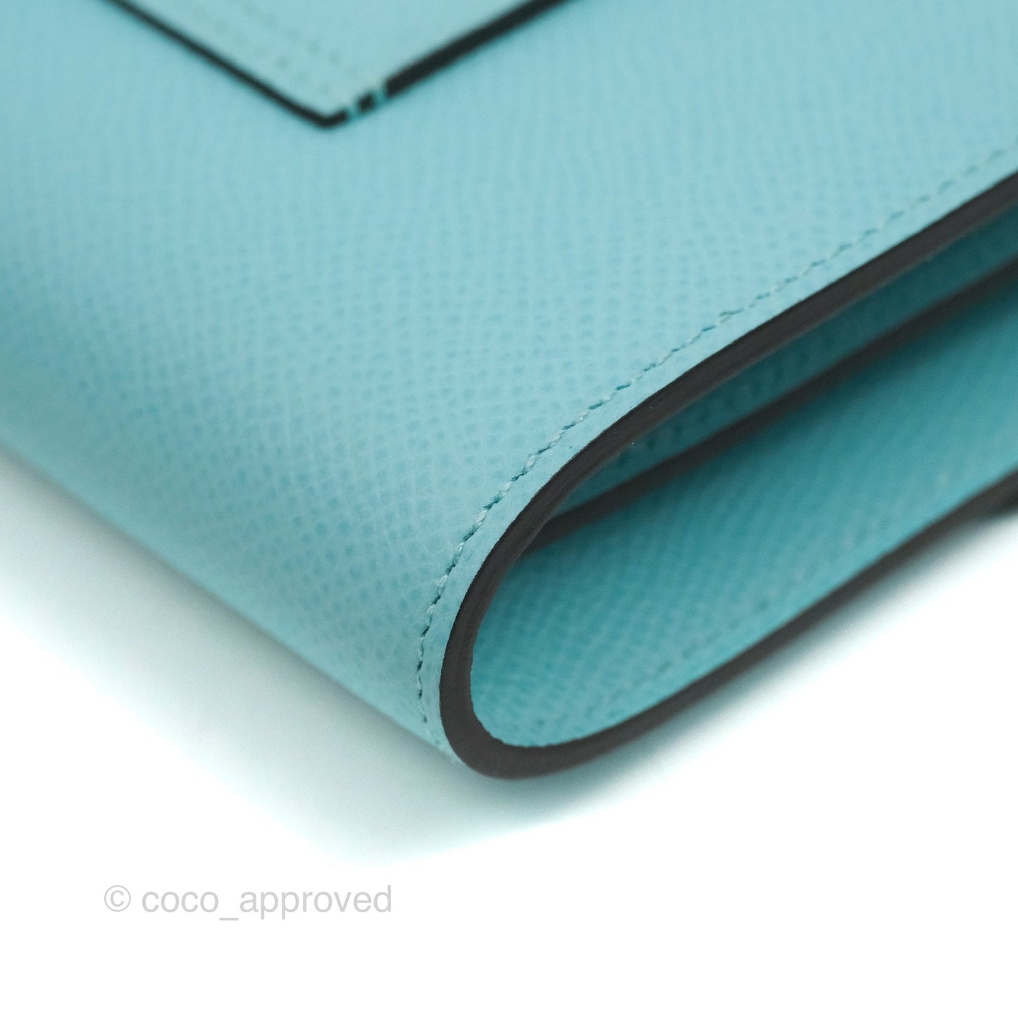 Hermes Constance Compact Passant Wallet Bleu Atoll Epsom Gold Hardware