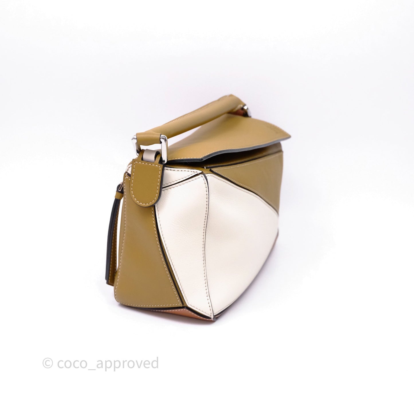 Loewe Small Puzzle Bag Khaki/ Tan Silver Hardware