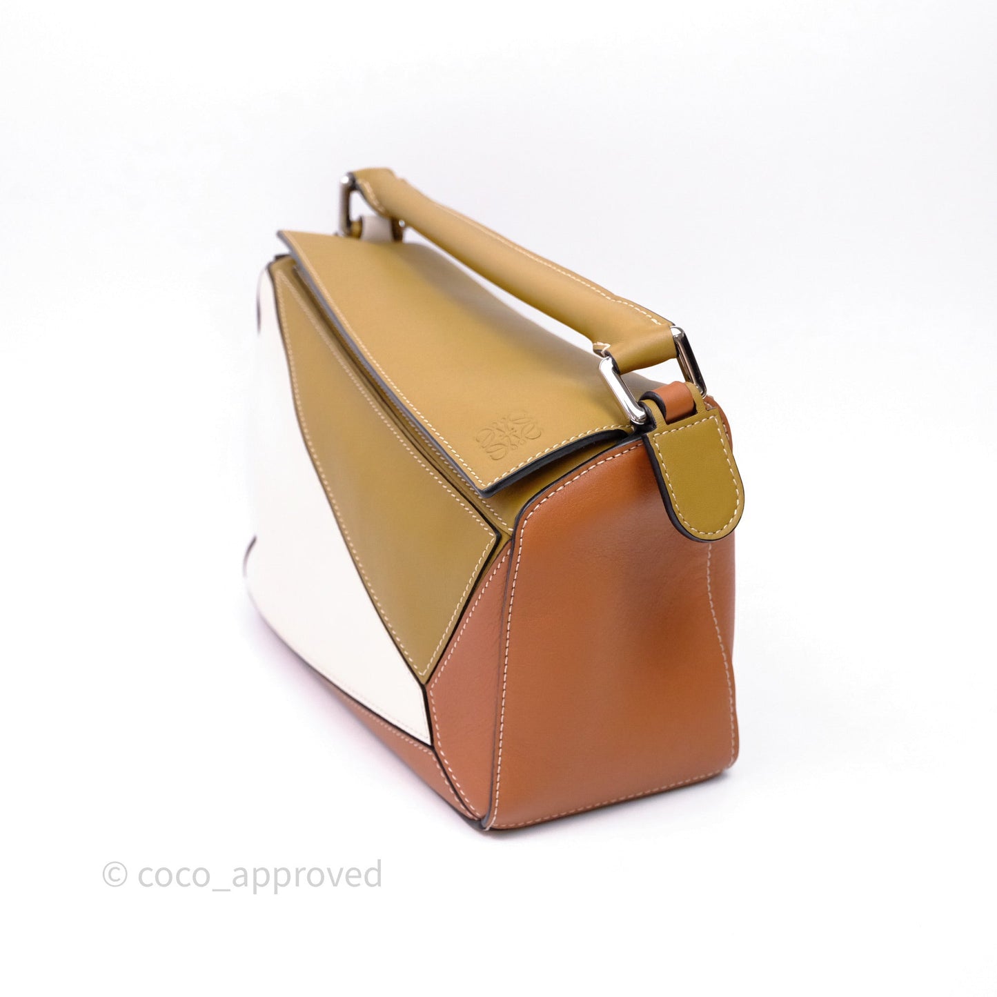 Loewe Small Puzzle Bag Khaki/ Tan Silver Hardware