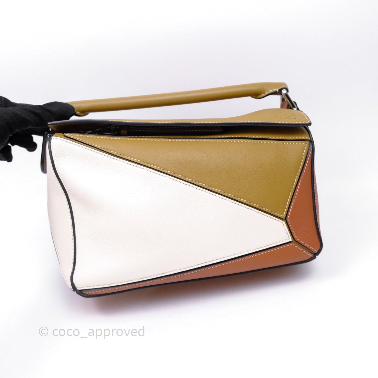 Loewe Small Puzzle Bag Khaki/ Tan Silver Hardware