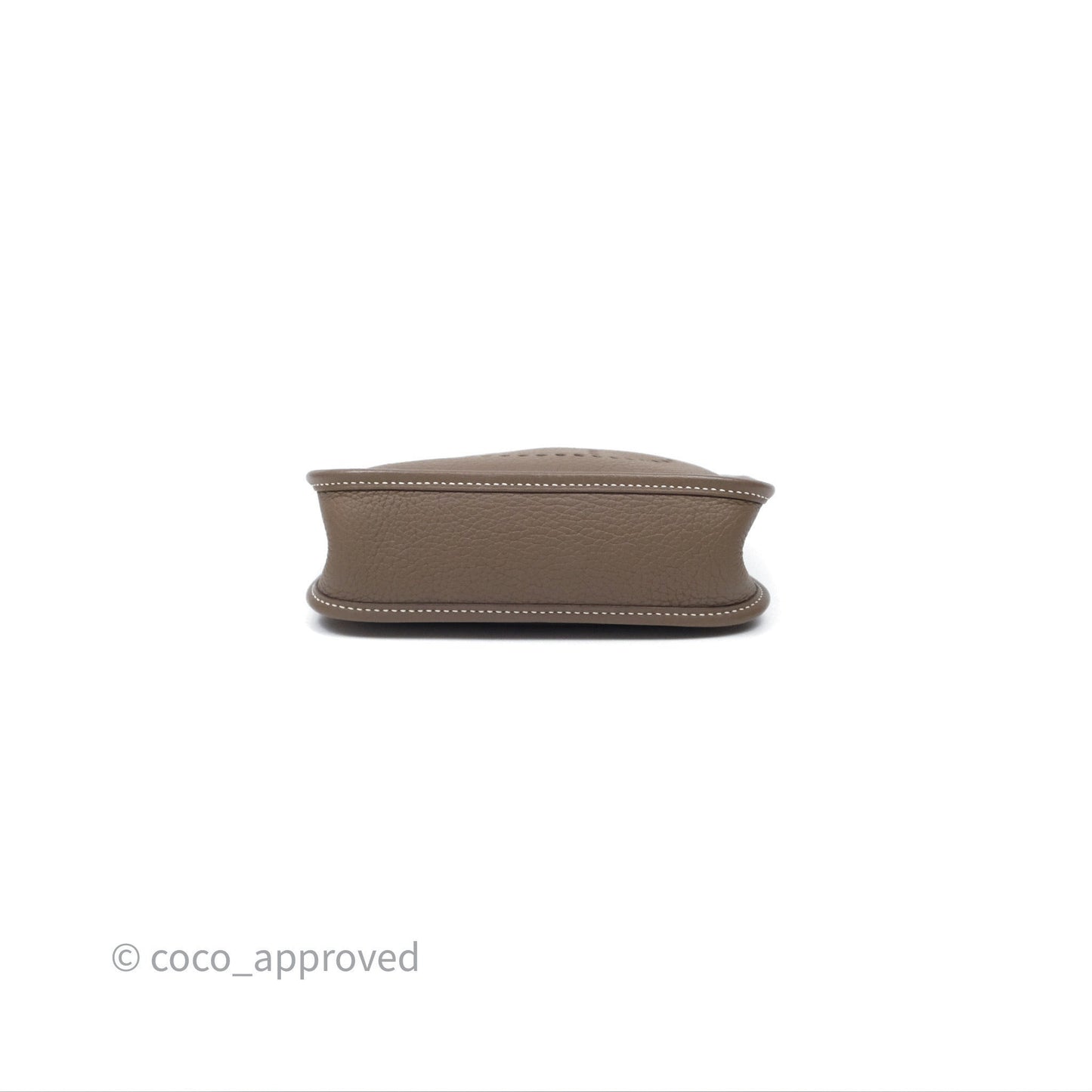 Hermès Mini Evelyne 16 Etoupe 18 Clemence Palladium Hardware with Bleu Indigo Strap