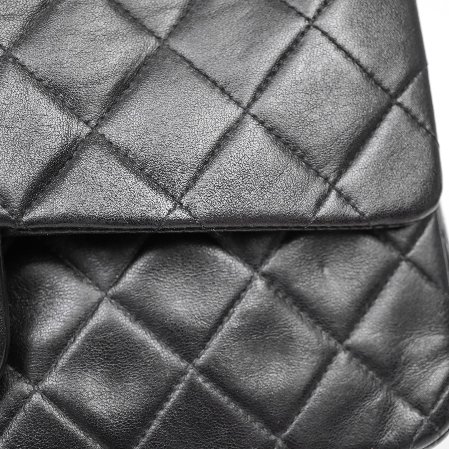 Chanel Classic Vintage Double Flap M/L Black Lambskin Gold Hardware
