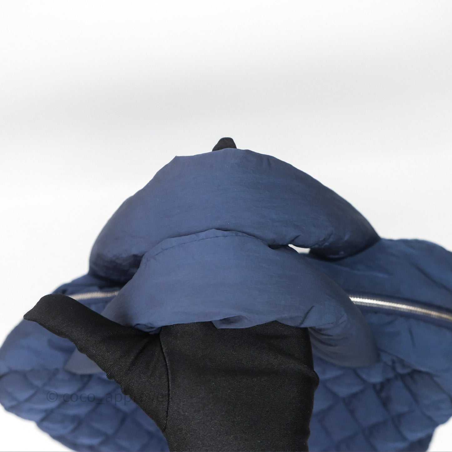 Chanel Coco Cocoon Tote Bag Navy Nylon Sliver Hardware