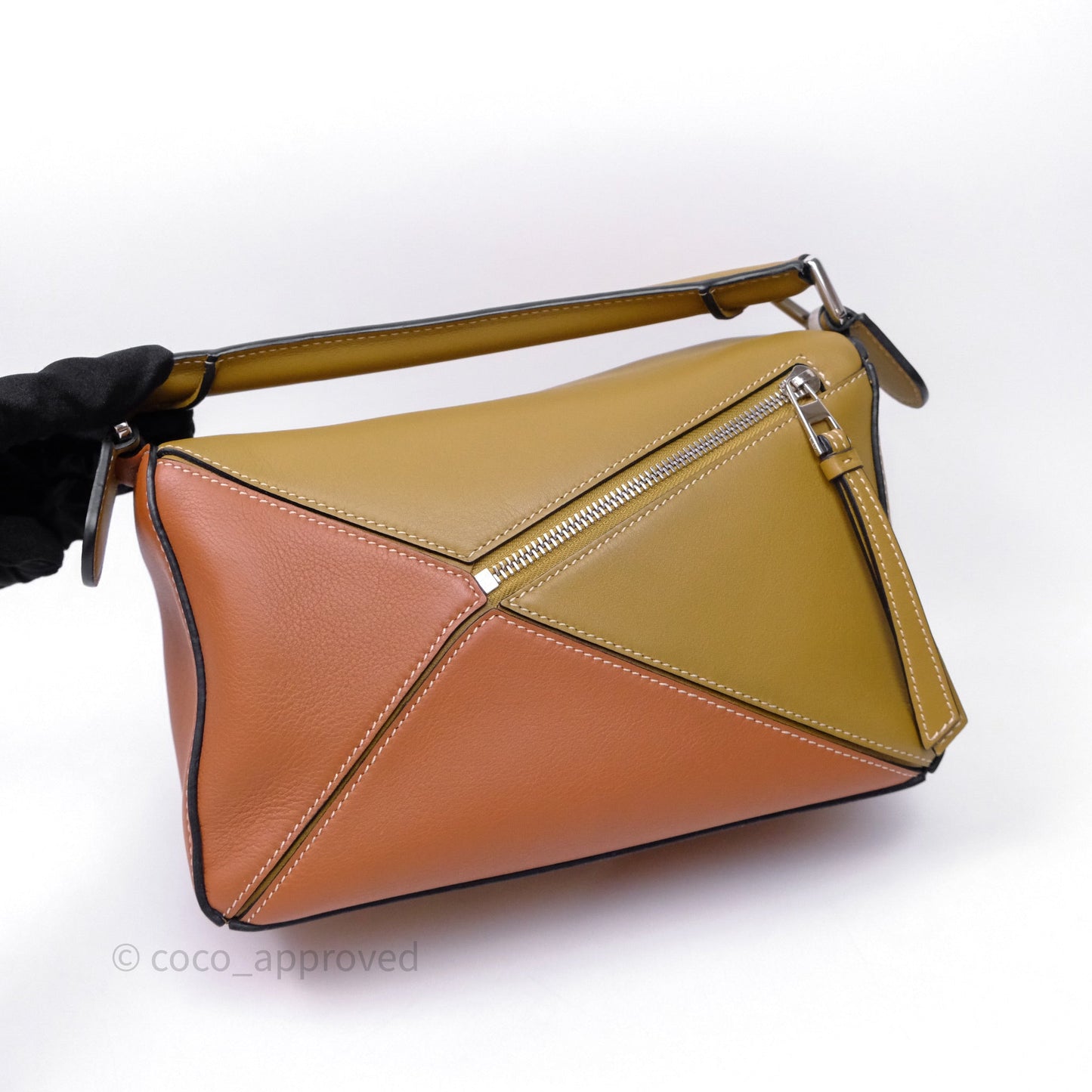 Loewe Small Puzzle Bag Khaki/ Tan Silver Hardware