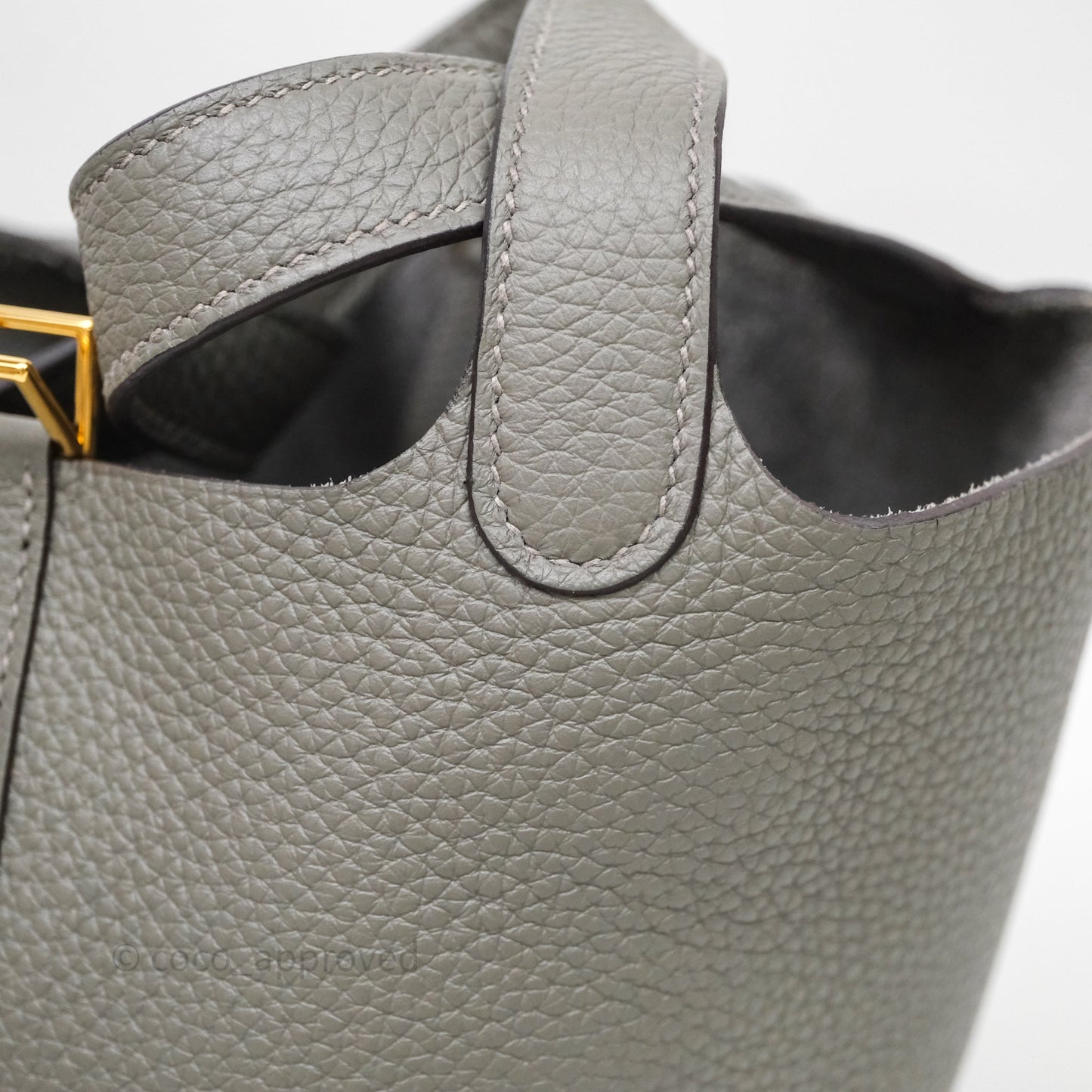 Hermès Picotin Lock 18 Gris Meyer 0L Clemence Gold Hardware