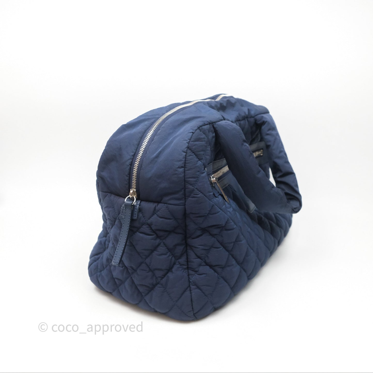 Chanel Coco Cocoon Tote Bag Navy Nylon Sliver Hardware