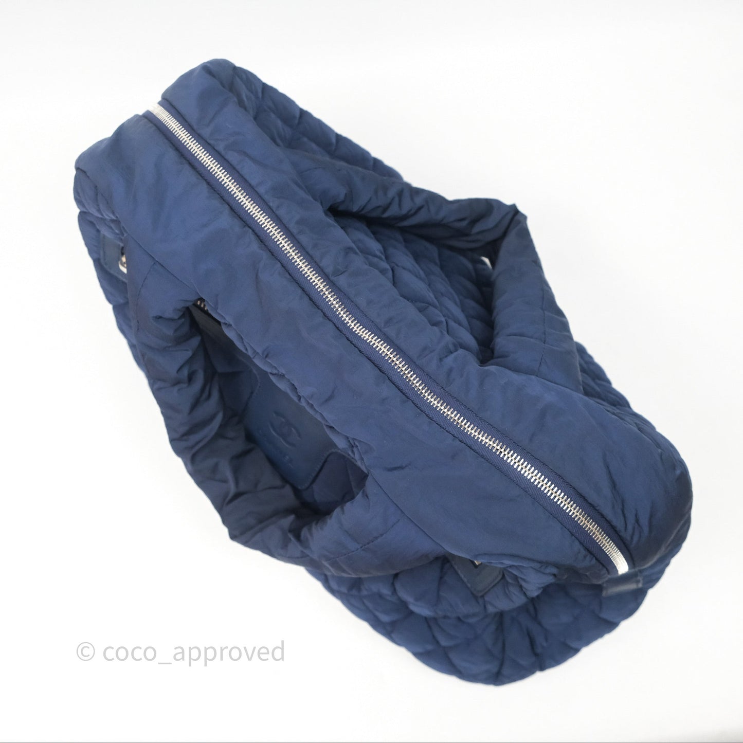Chanel Coco Cocoon Tote Bag Navy Nylon Sliver Hardware