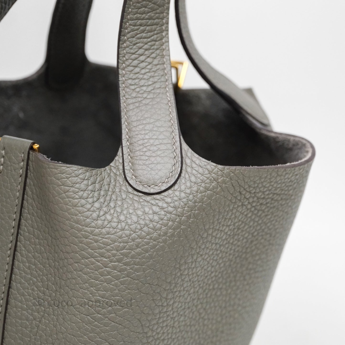 Hermès Picotin Lock 18 Gris Meyer 0L Clemence Gold Hardware