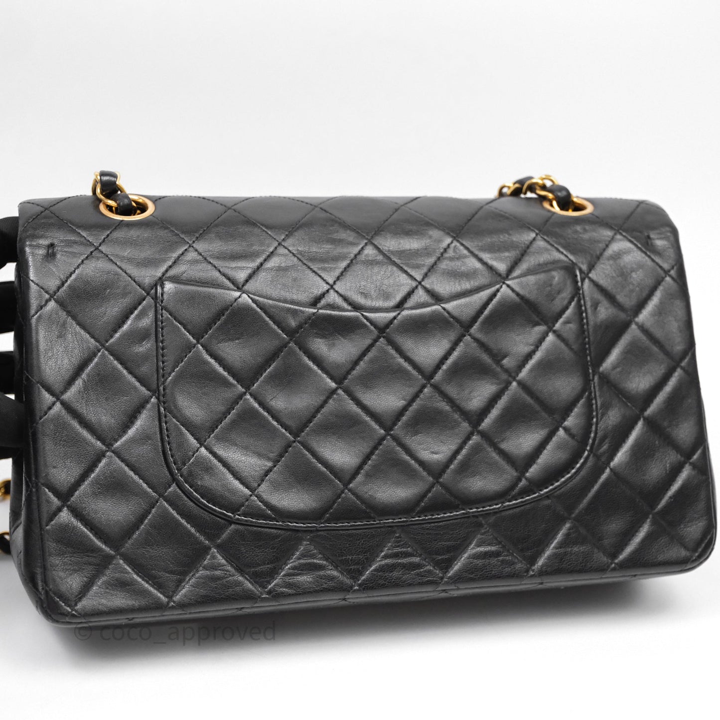 Chanel Classic Vintage Double Flap M/L Black Lambskin Gold Hardware