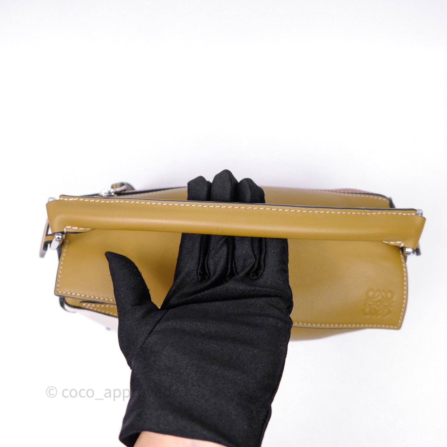 Loewe Small Puzzle Bag Khaki/ Tan Silver Hardware