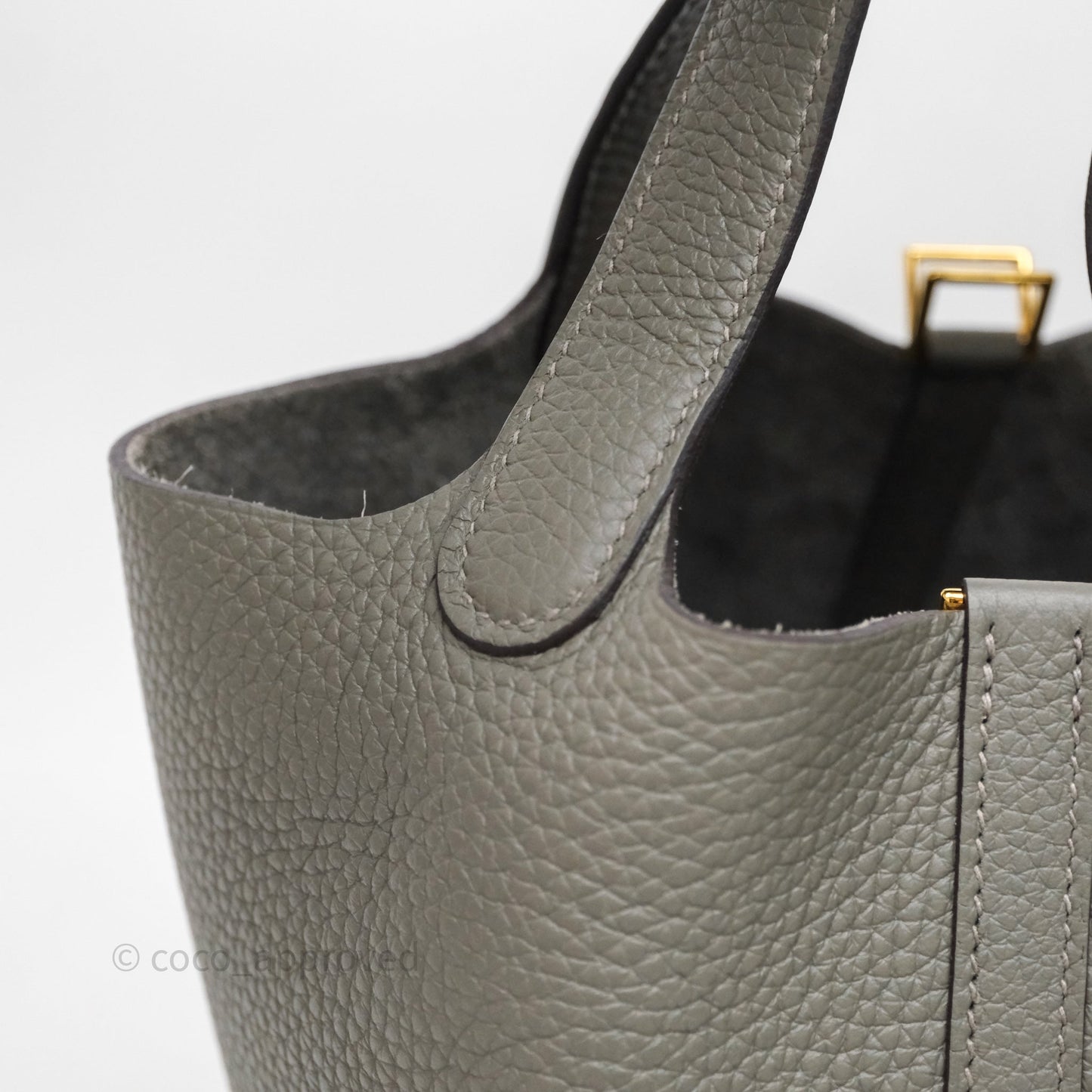 Hermès Picotin Lock 18 Gris Meyer 0L Clemence Gold Hardware