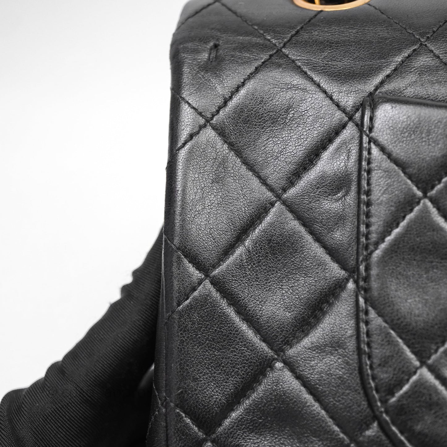 Chanel Classic Vintage Double Flap M/L Black Lambskin Gold Hardware