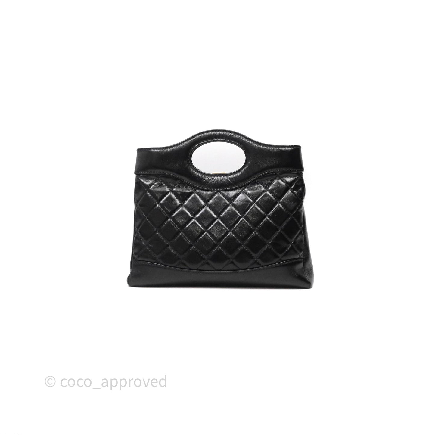 Chanel 31 Small Shopping Bag Shiny Lambskin Black Gold Hardware