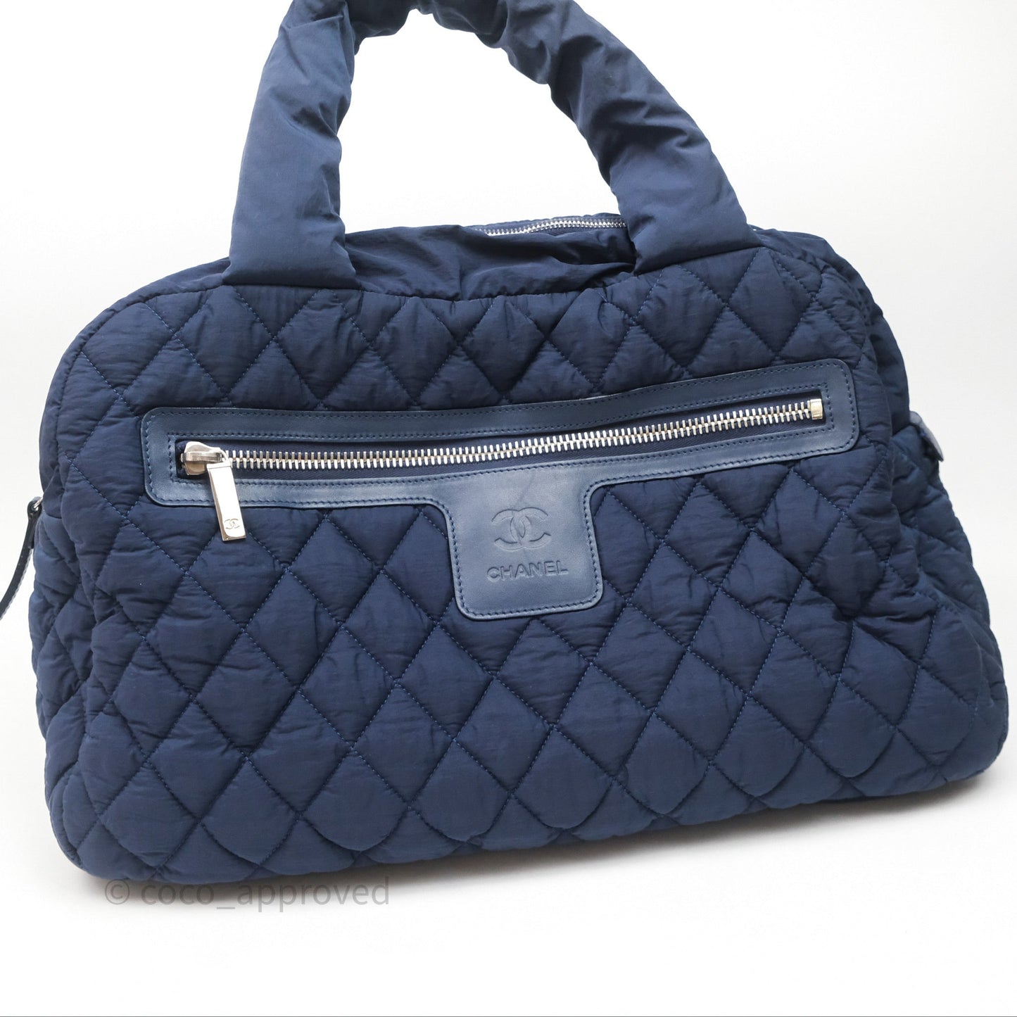 Chanel Coco Cocoon Tote Bag Navy Nylon Sliver Hardware