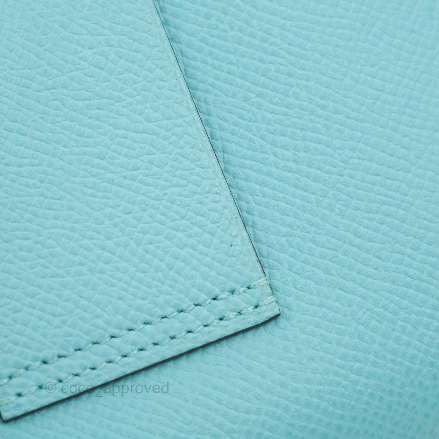Hermes Constance Compact Passant Wallet Bleu Atoll Epsom Gold Hardware