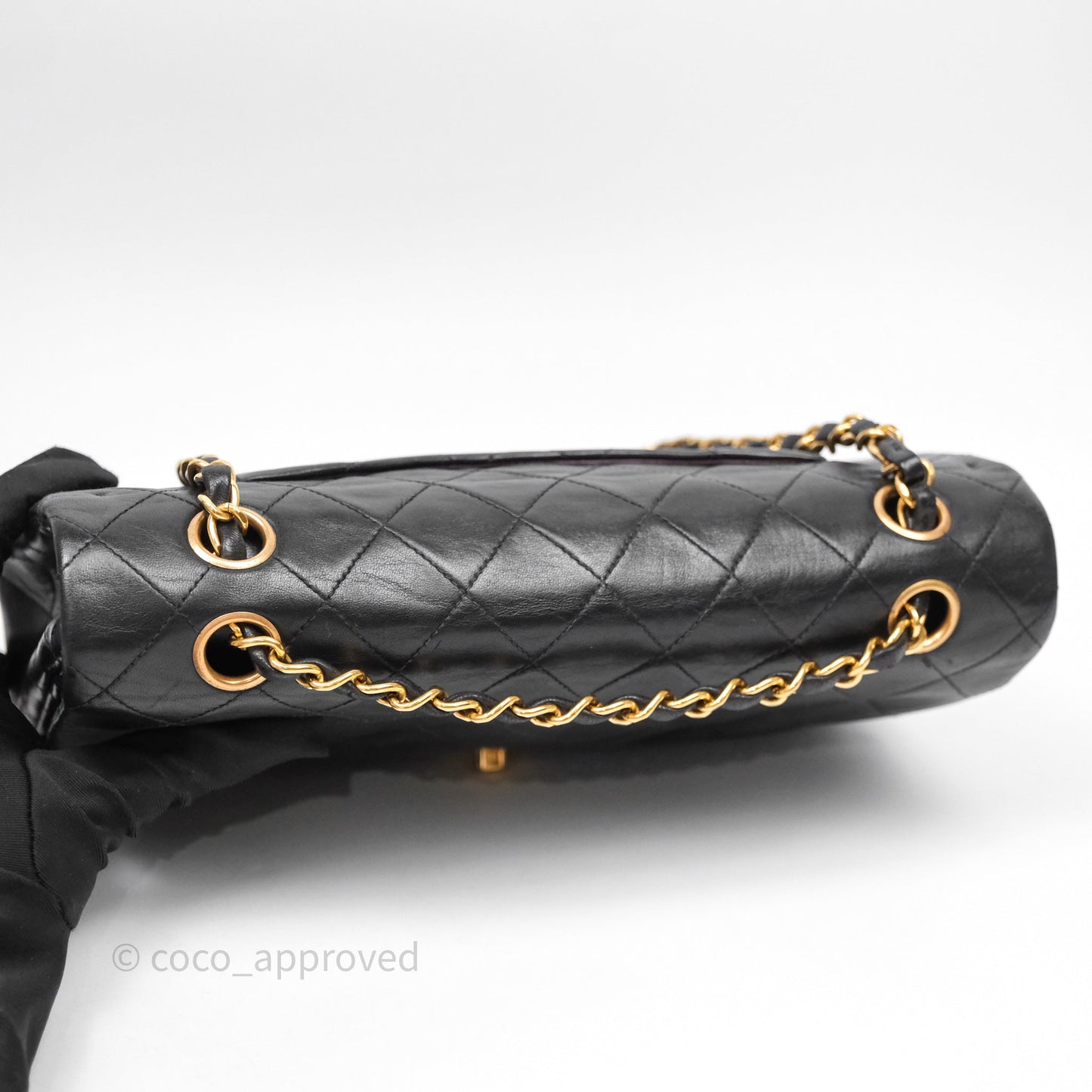 Chanel Classic Vintage Double Flap M/L Black Lambskin Gold Hardware
