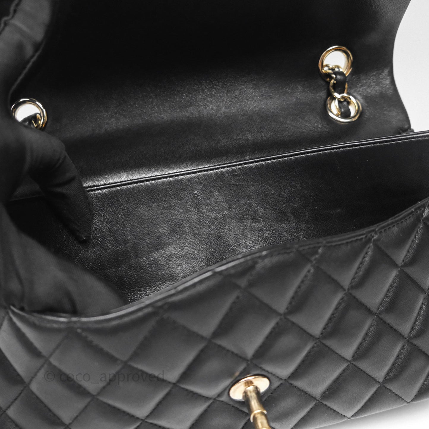 Chanel Classic M/L Medium Flap Bag Valentine Limited Edition Black Lambskin Gold Hardware