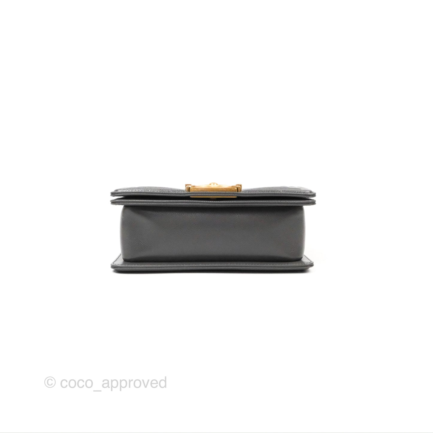 Chanel Small Boy Quilted Dark Grey Caviar Aged Gold Hardware